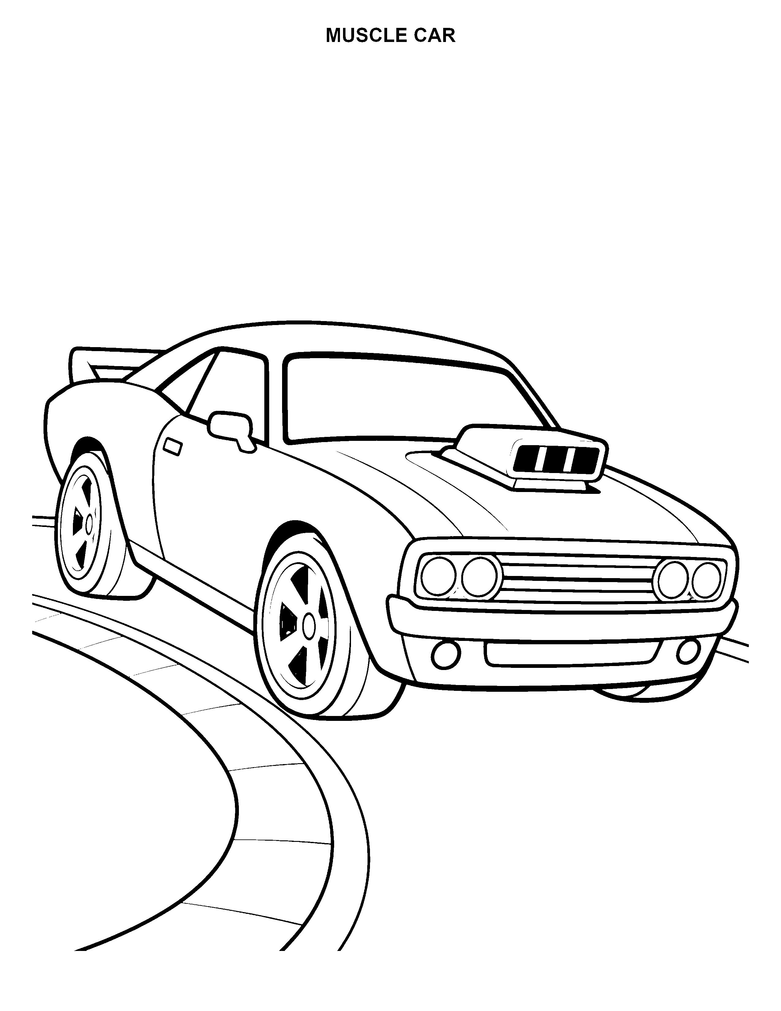 Muscle Car printable black-and-white coloring page