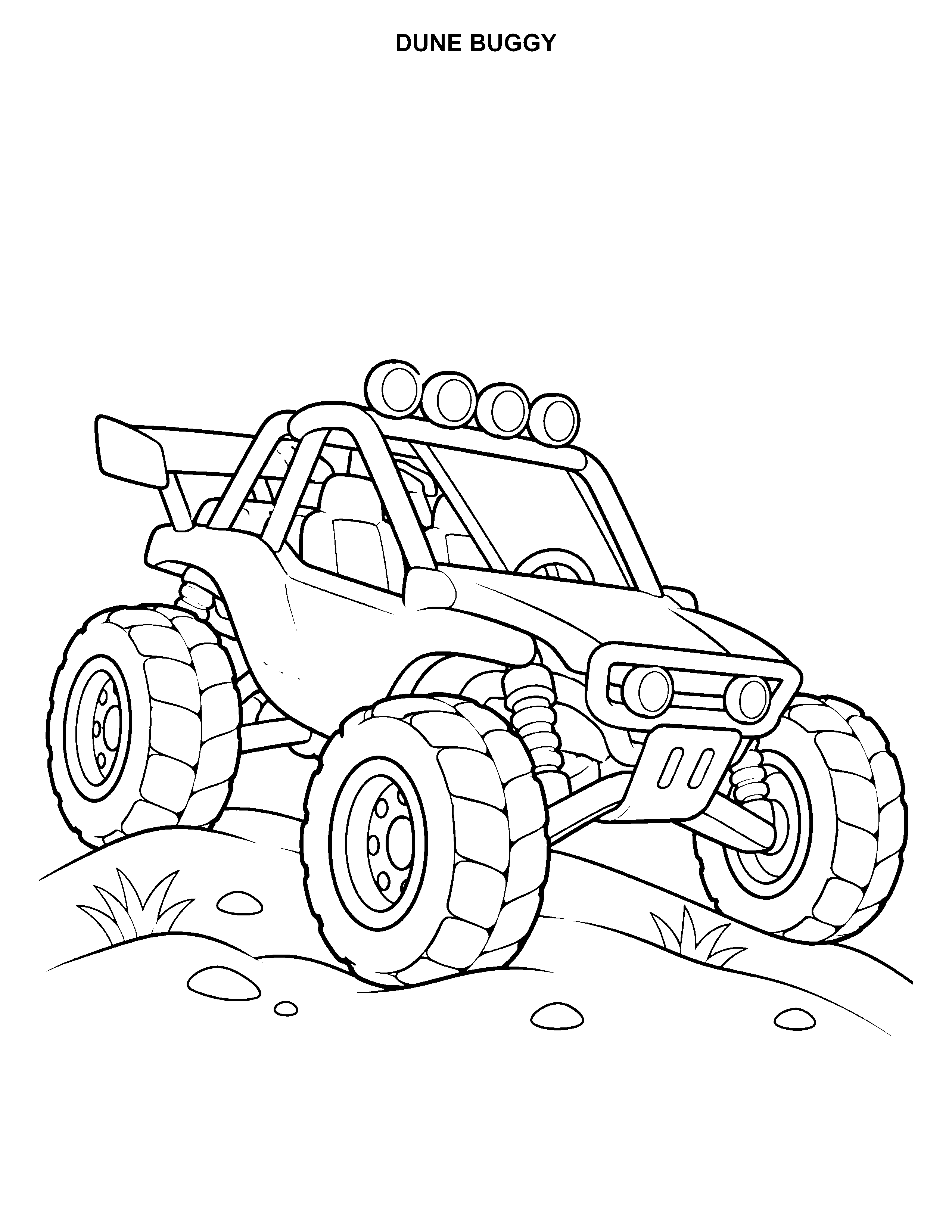 Dune Buggy printable black-and-white coloring page