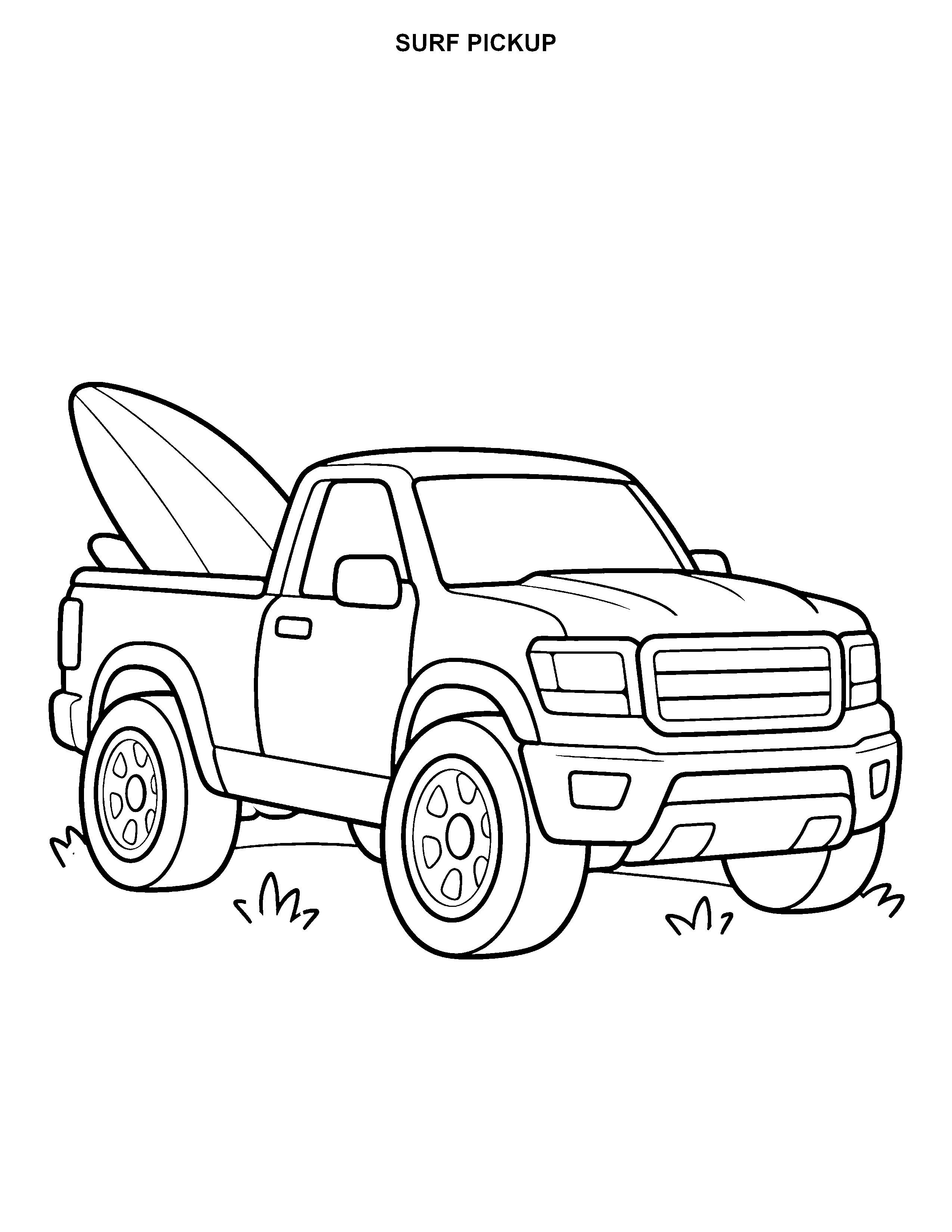 Surf Pickup printable black-and-white coloring page