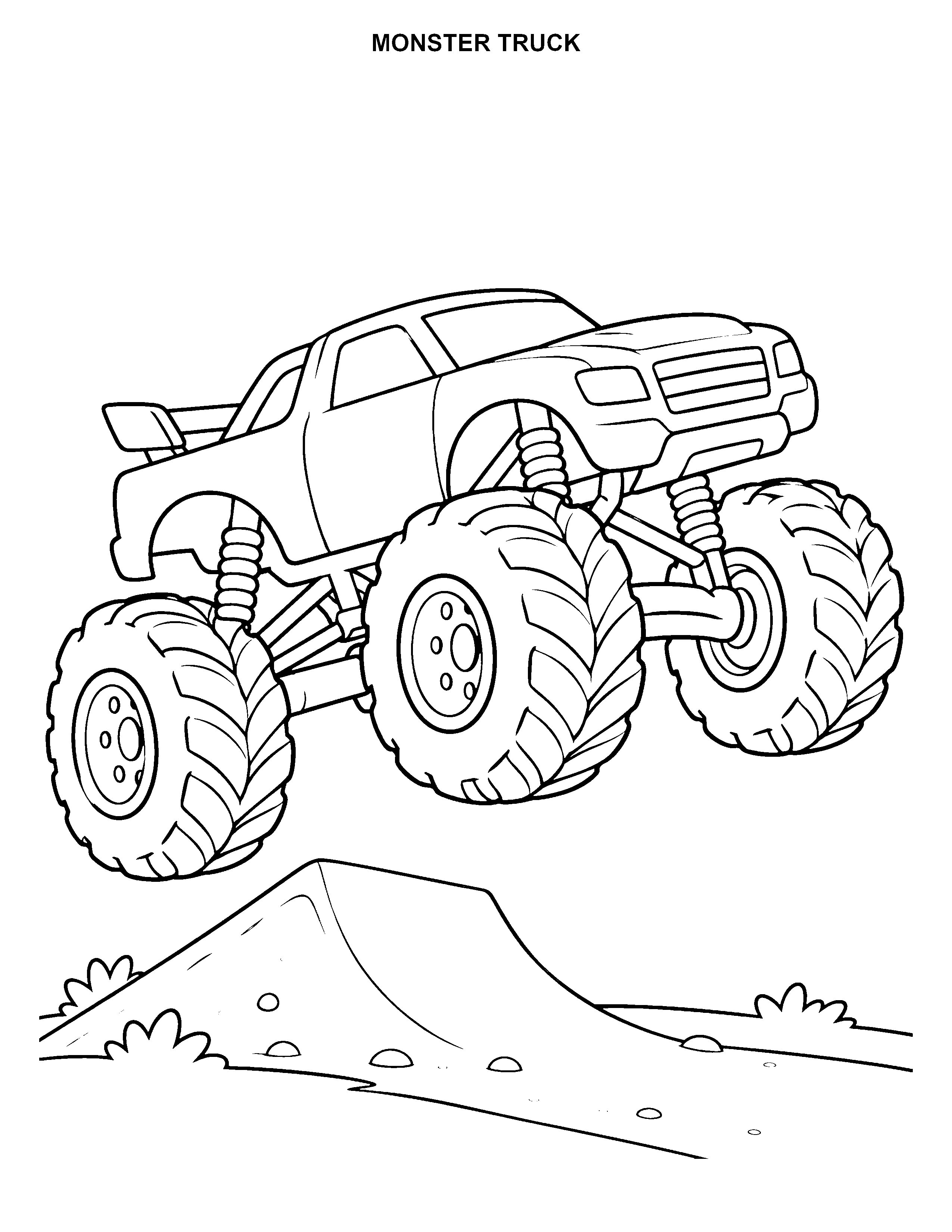 Monster Truck printable black-and-white coloring page