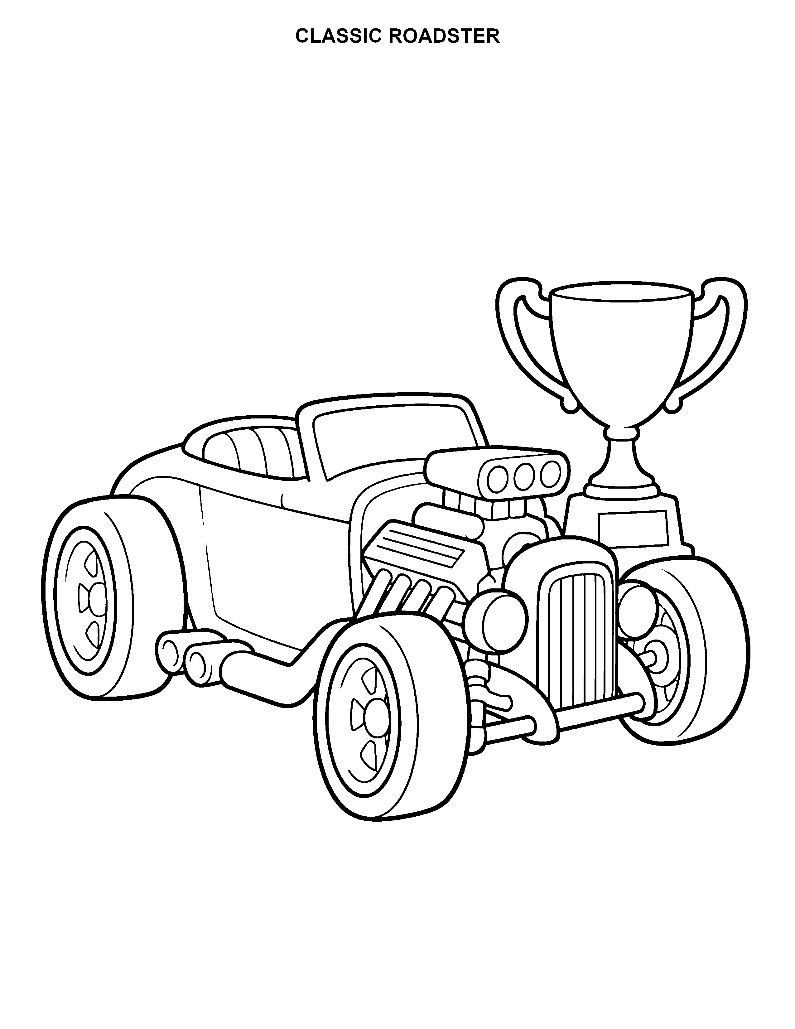 Classic Roadster printable black-and-white coloring page