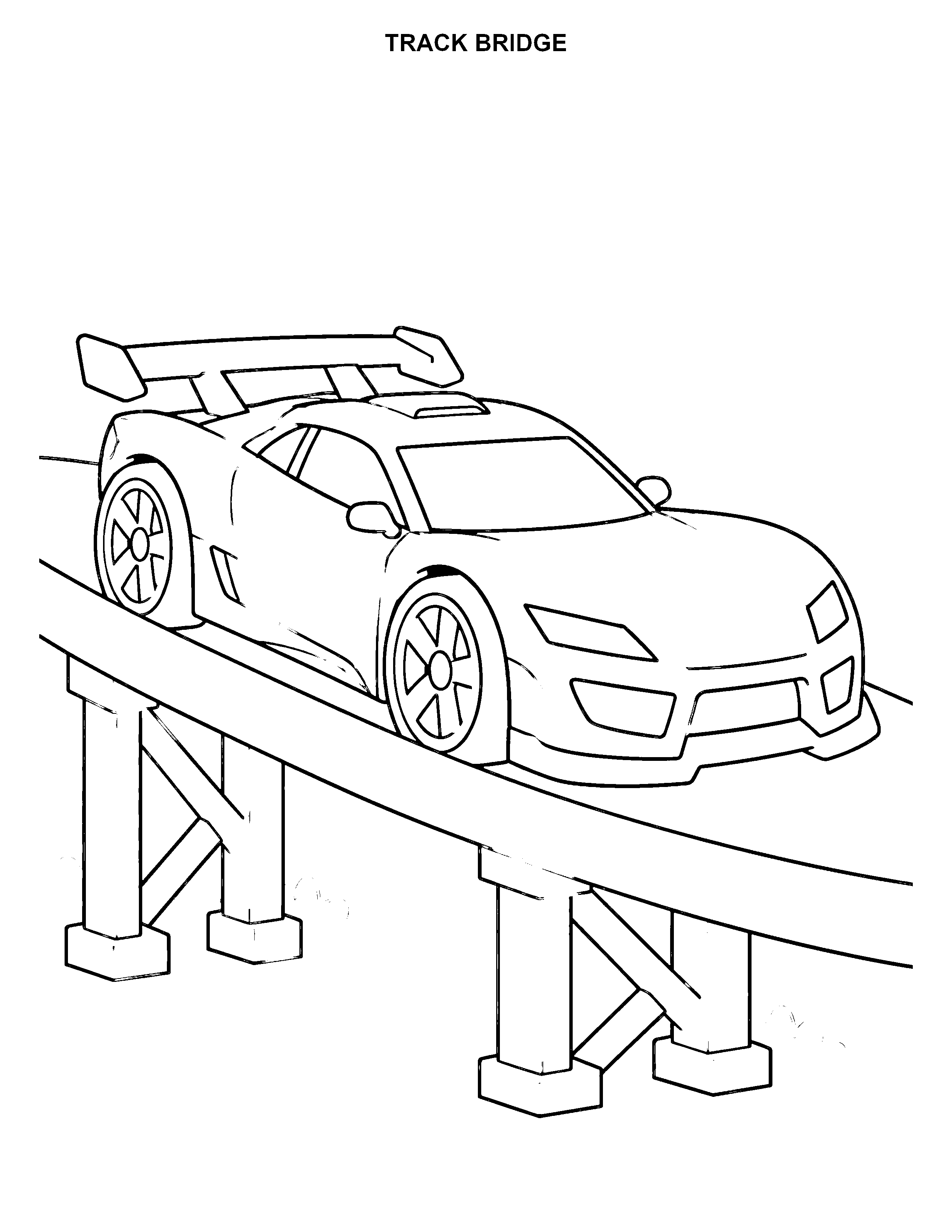 Track Bridge printable black-and-white coloring page