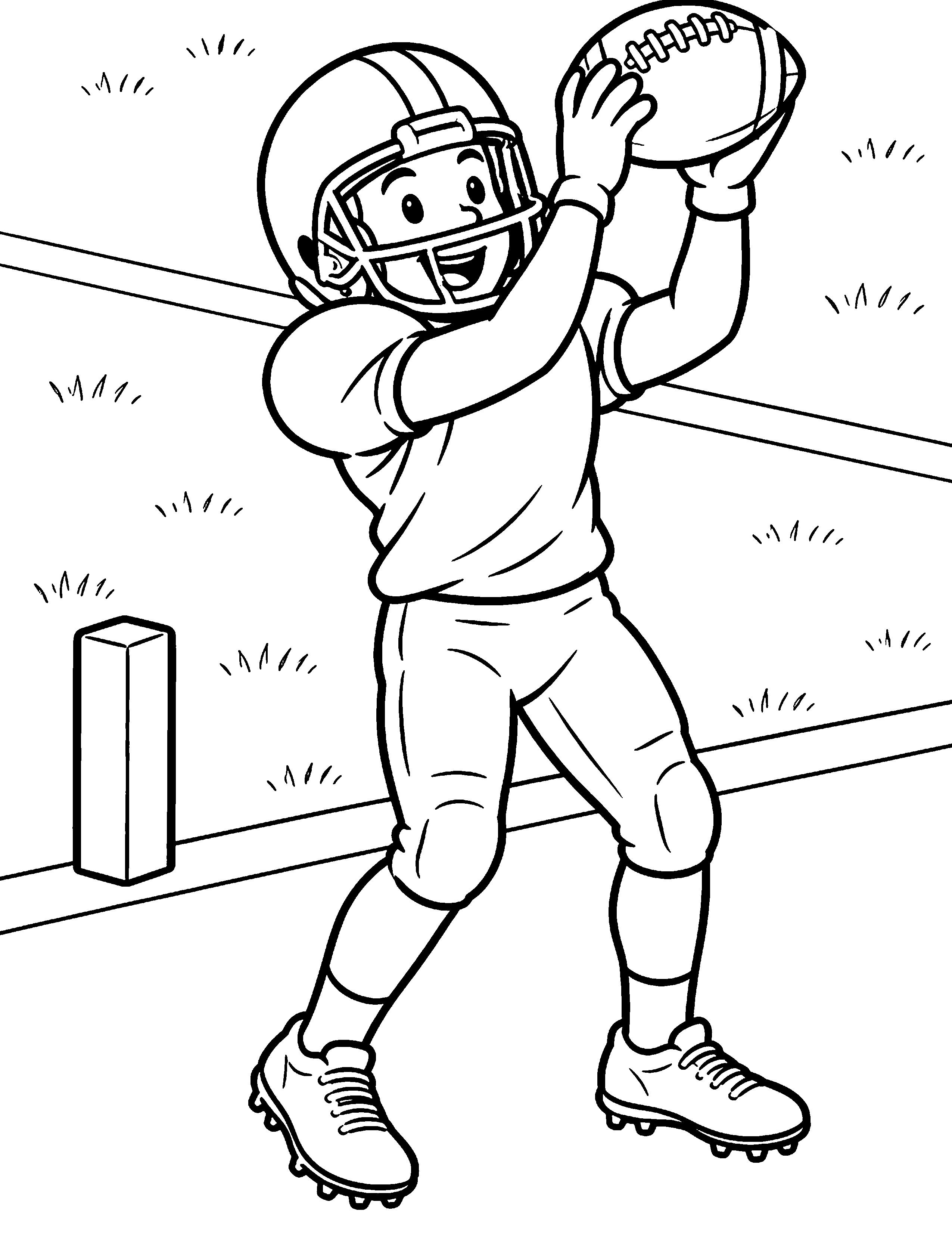 End Zone Catch black-and-white American football coloring page