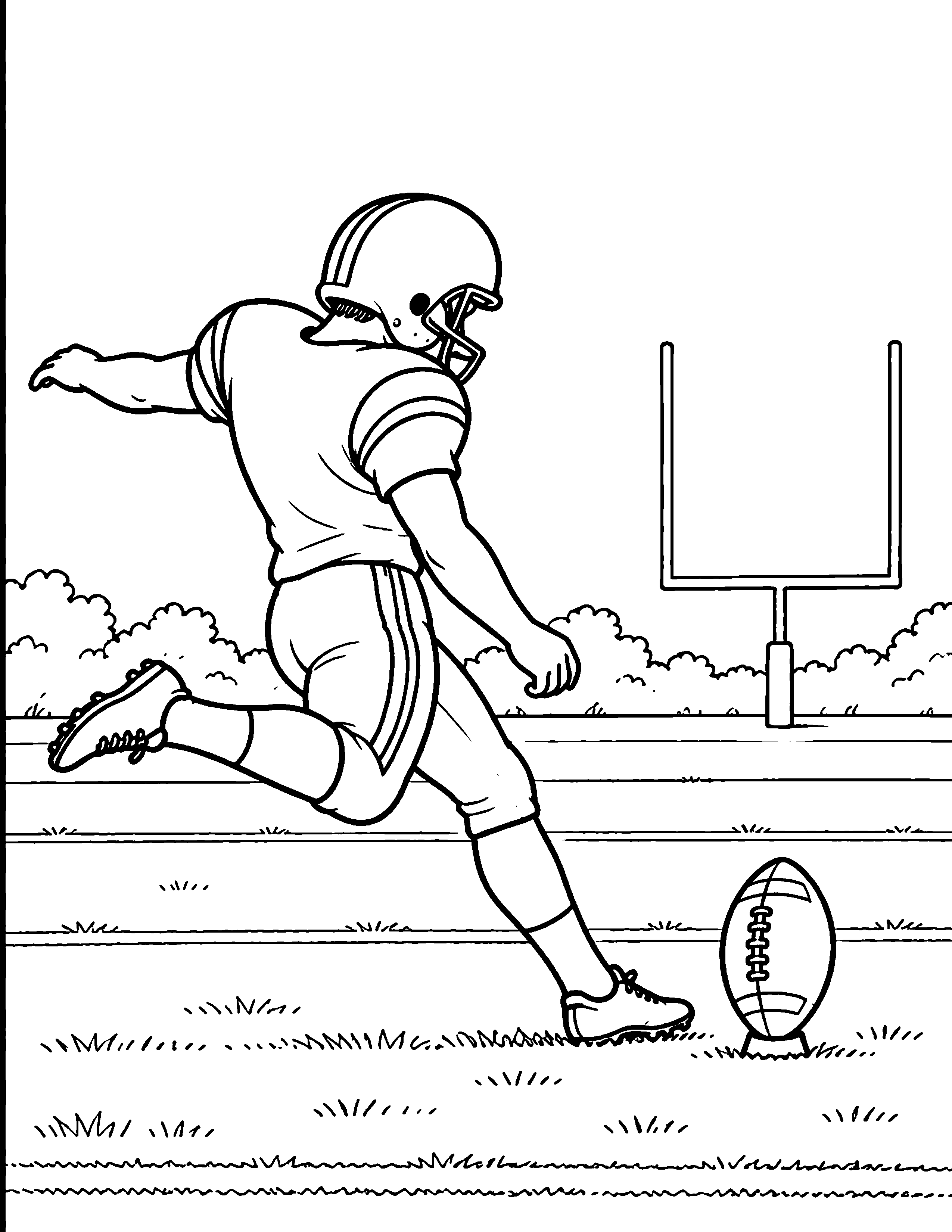 Field Goal Kick black-and-white American football coloring page