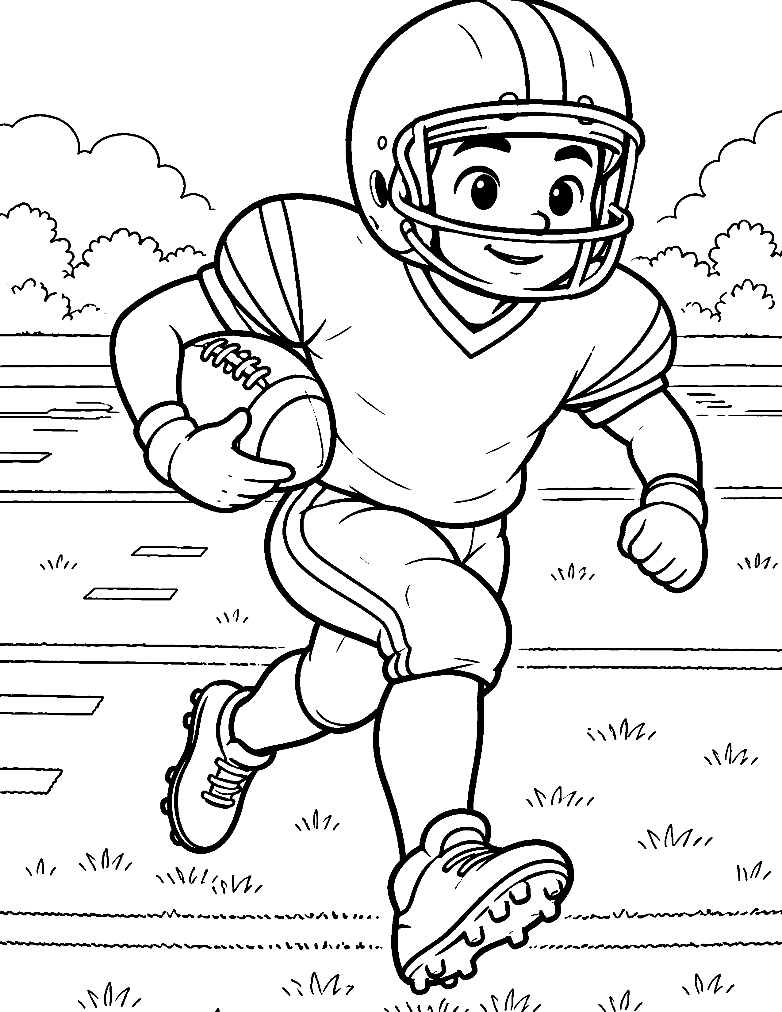 Running Back Run black-and-white American football coloring page