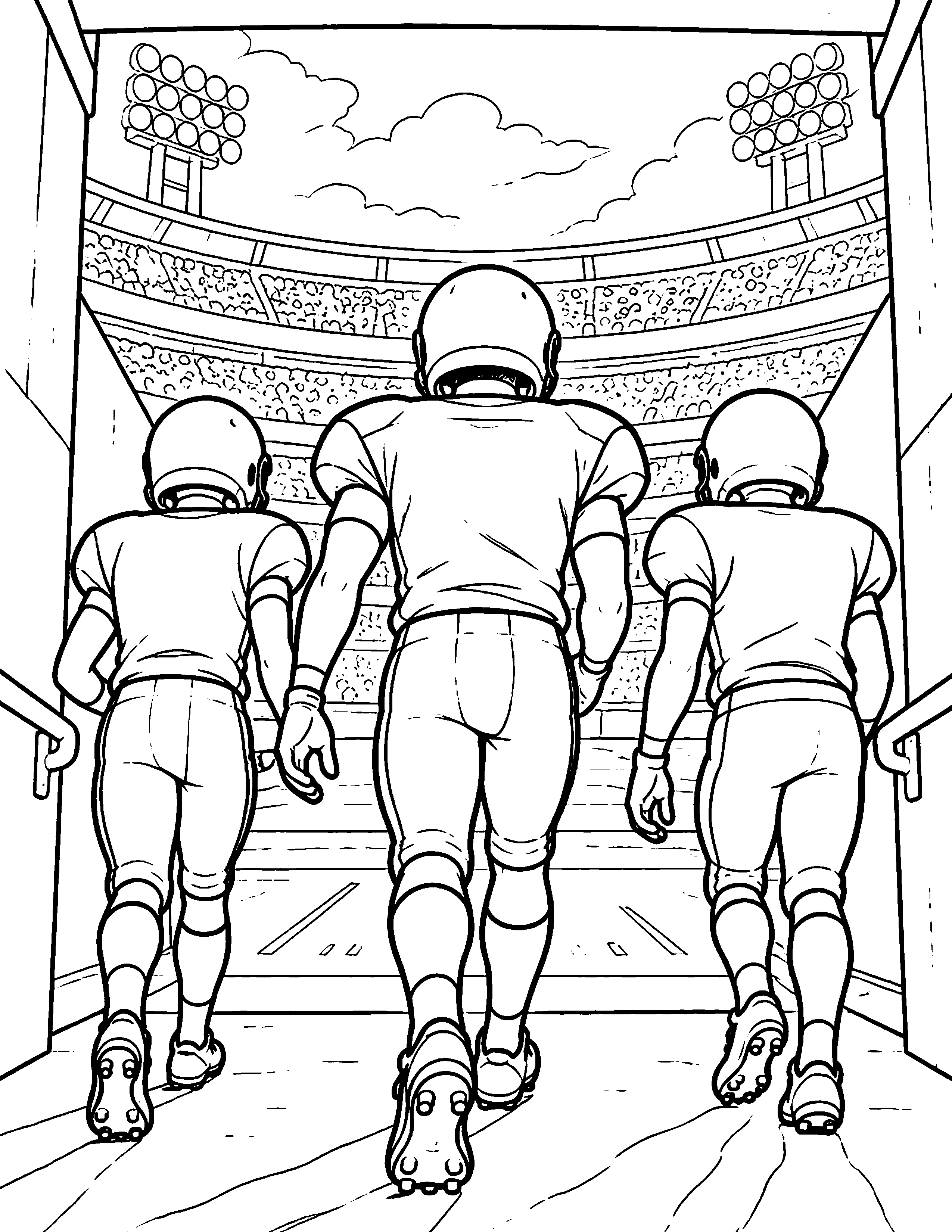 Stadium Entrance black-and-white American football coloring page