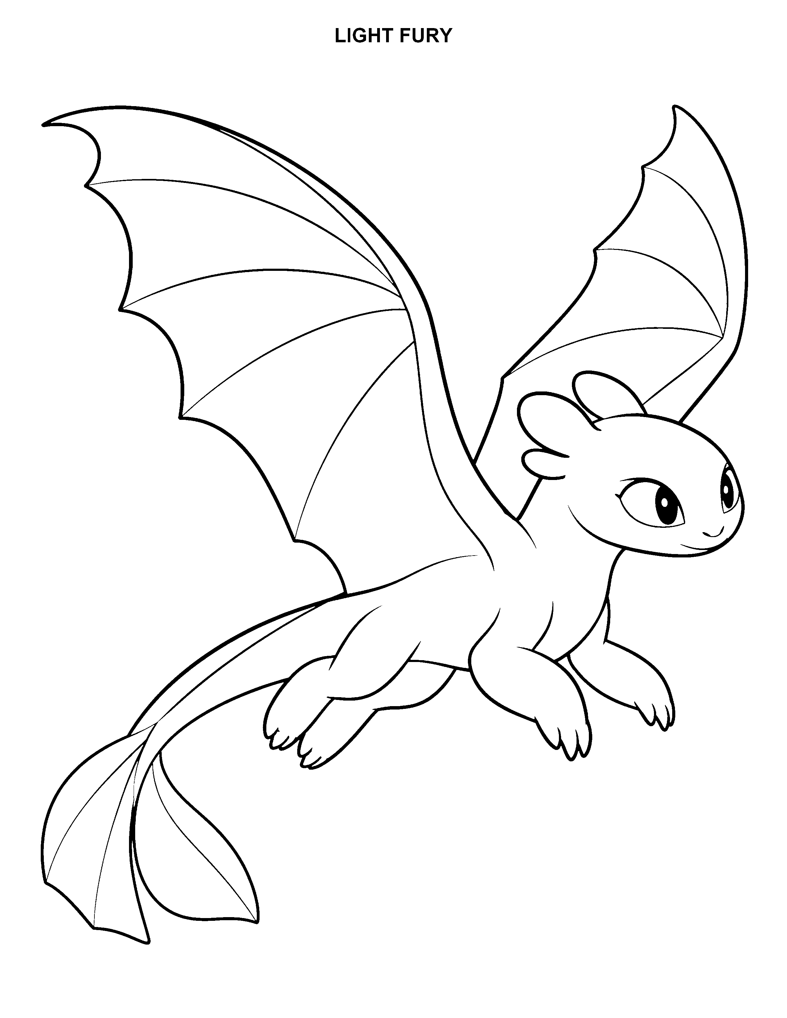 Light Fury printable black-and-white coloring page