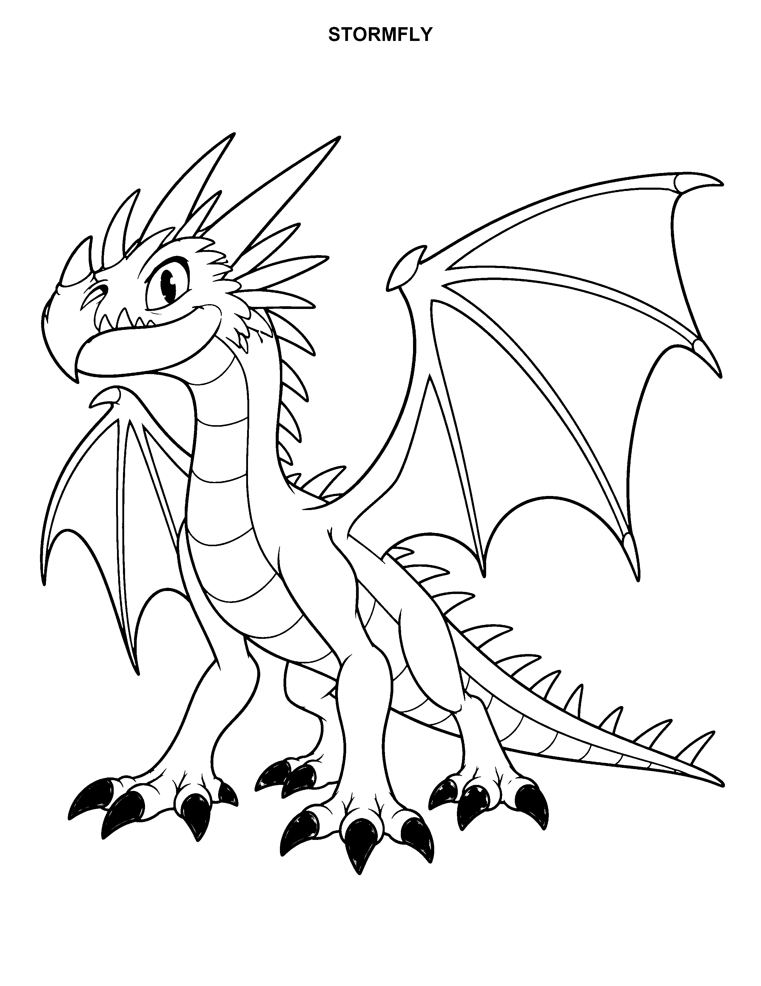Stormfly printable black-and-white coloring page
