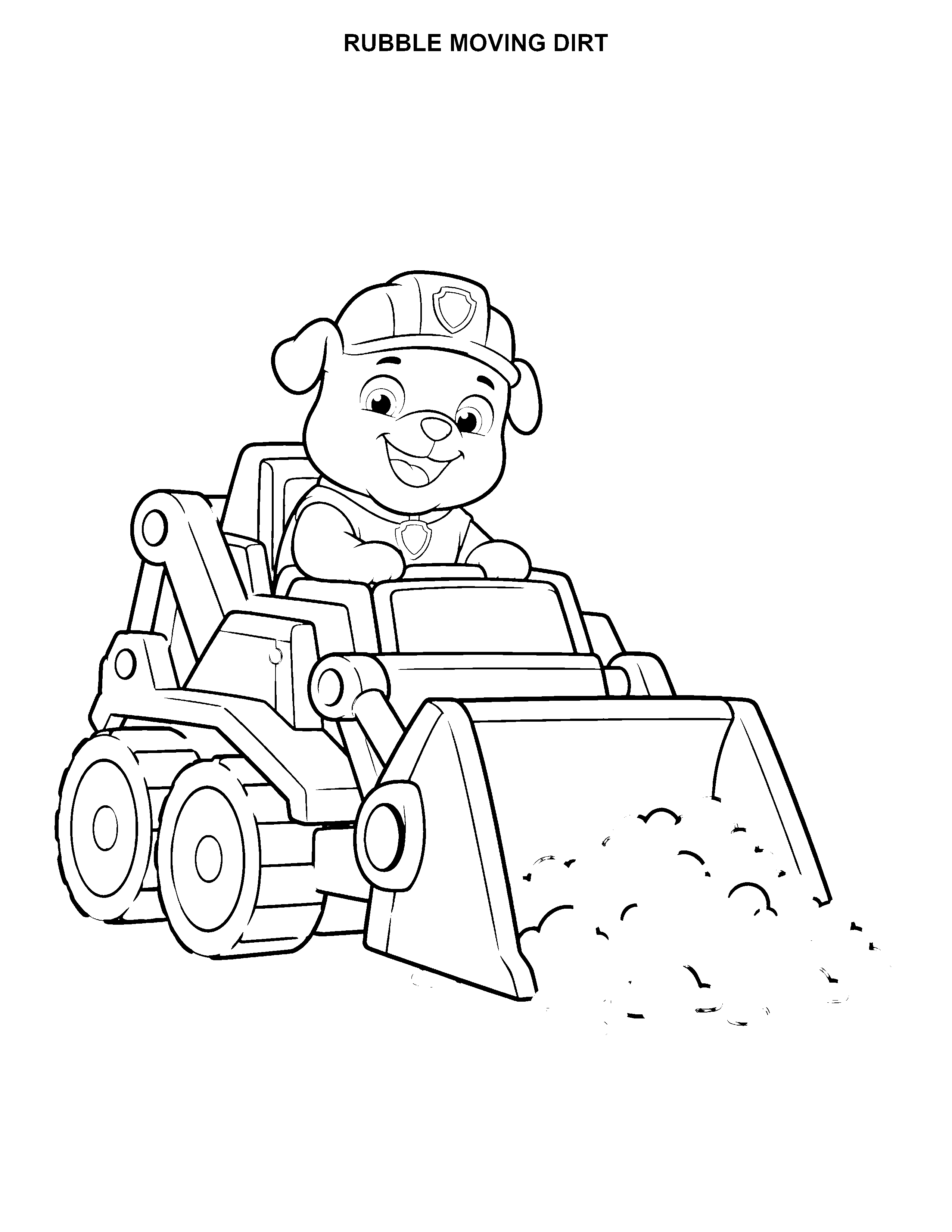 Rubble Moving Dirt printable black-and-white coloring page