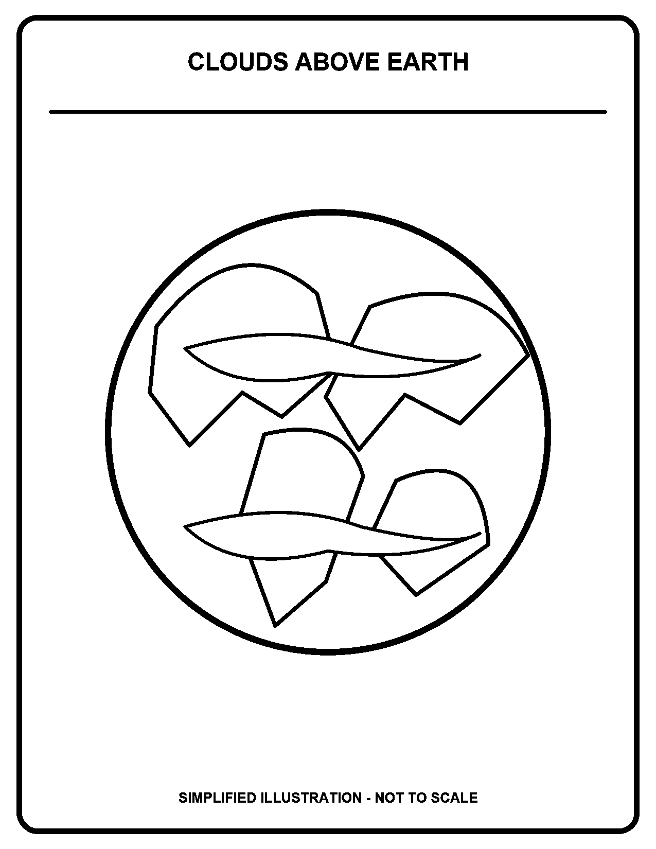 Clouds Above Earth black-and-white coloring page