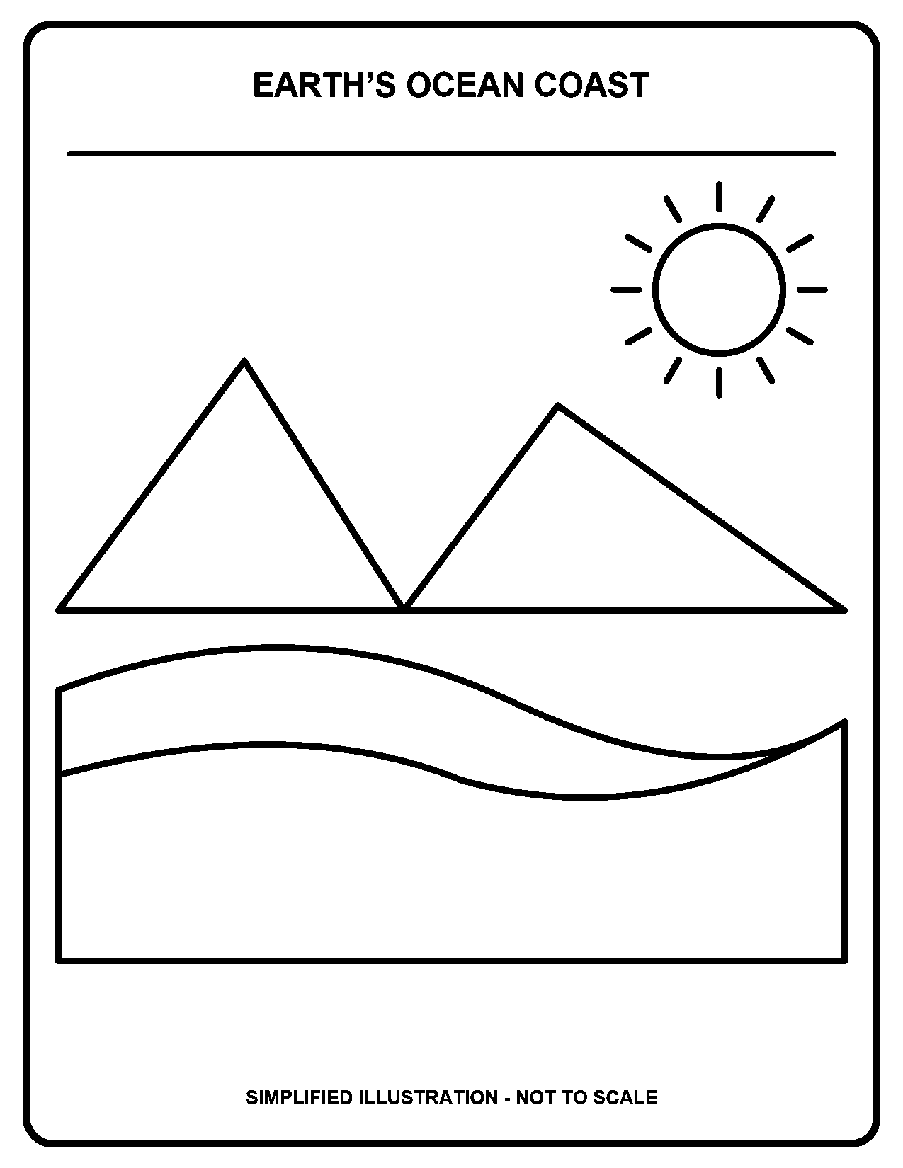 Earth’s Ocean Coast black-and-white coloring page