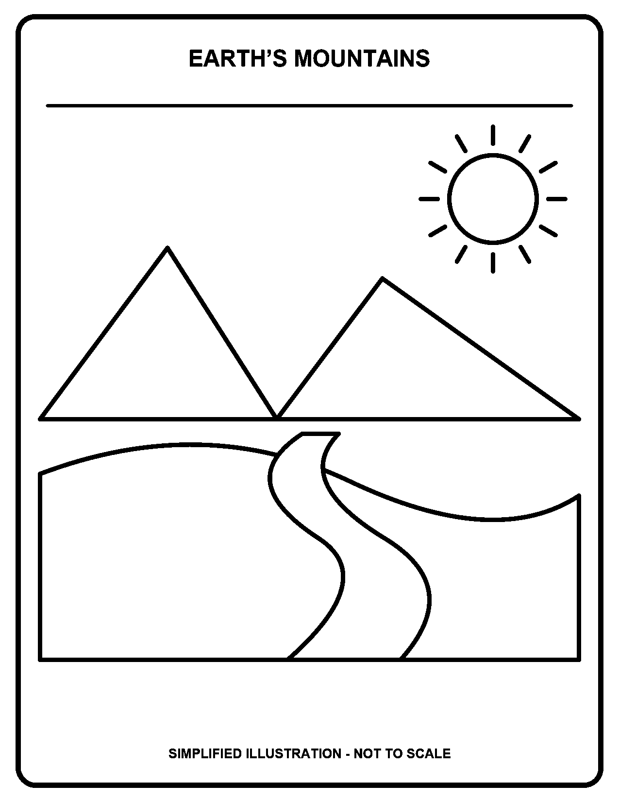 Earth’s Mountains black-and-white coloring page