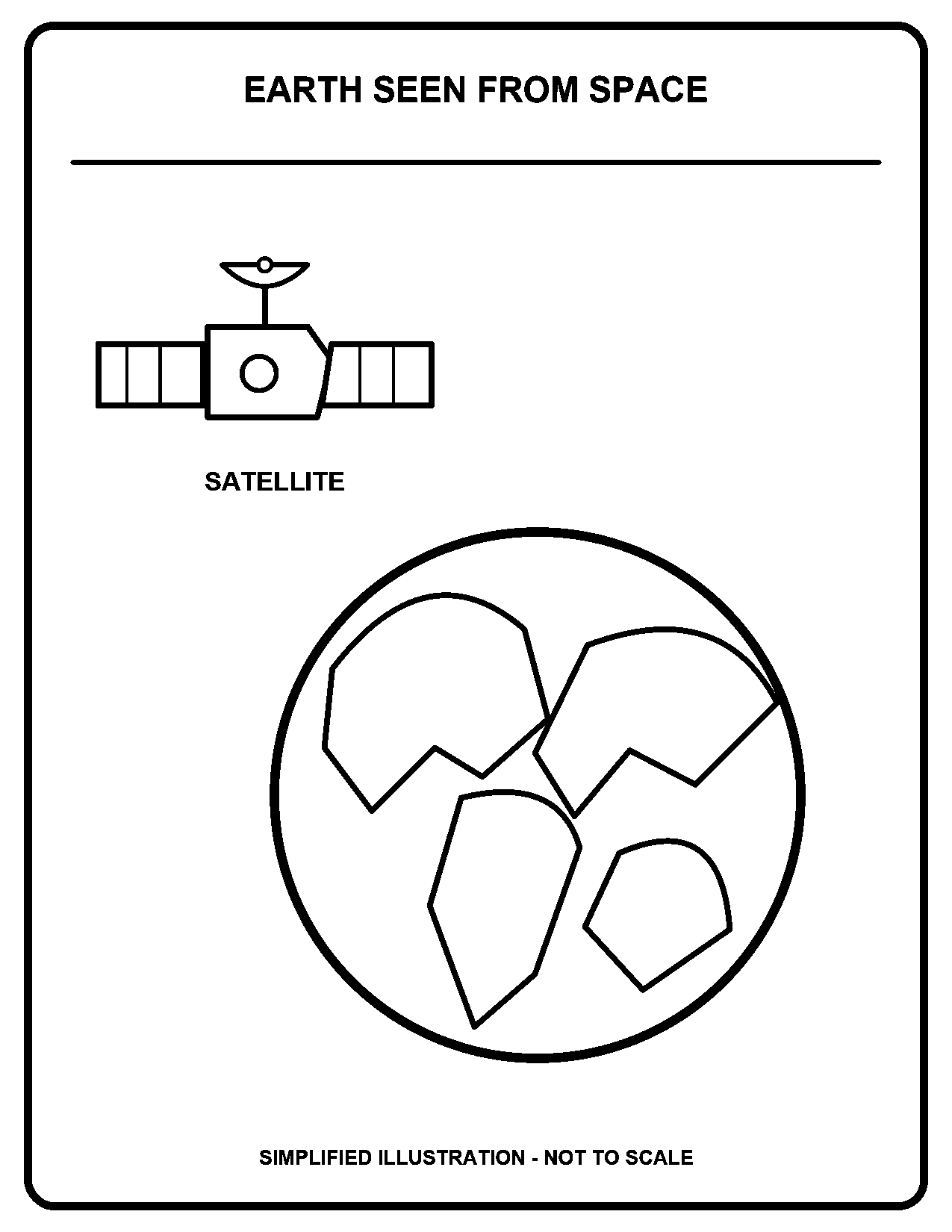 Earth Seen from Space black-and-white coloring page