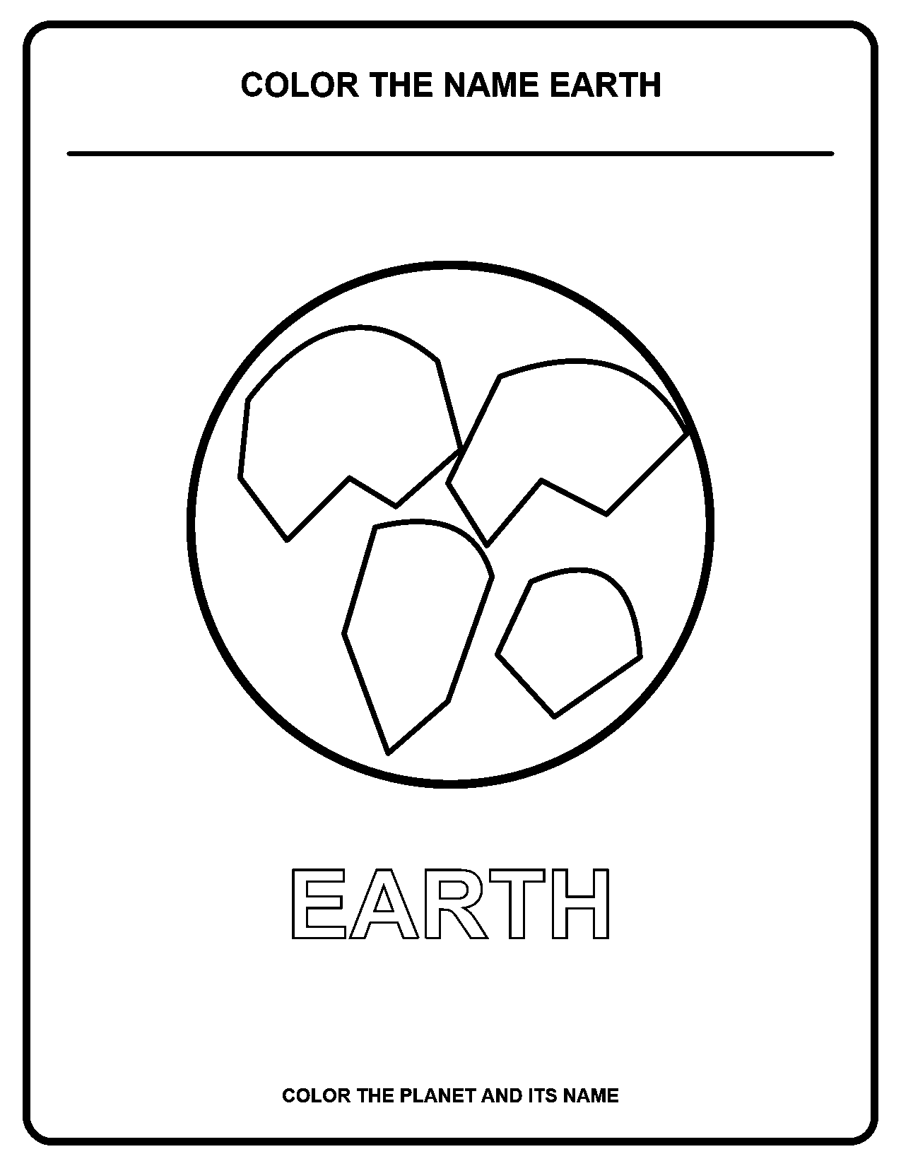 Color the Name Earth black-and-white coloring page