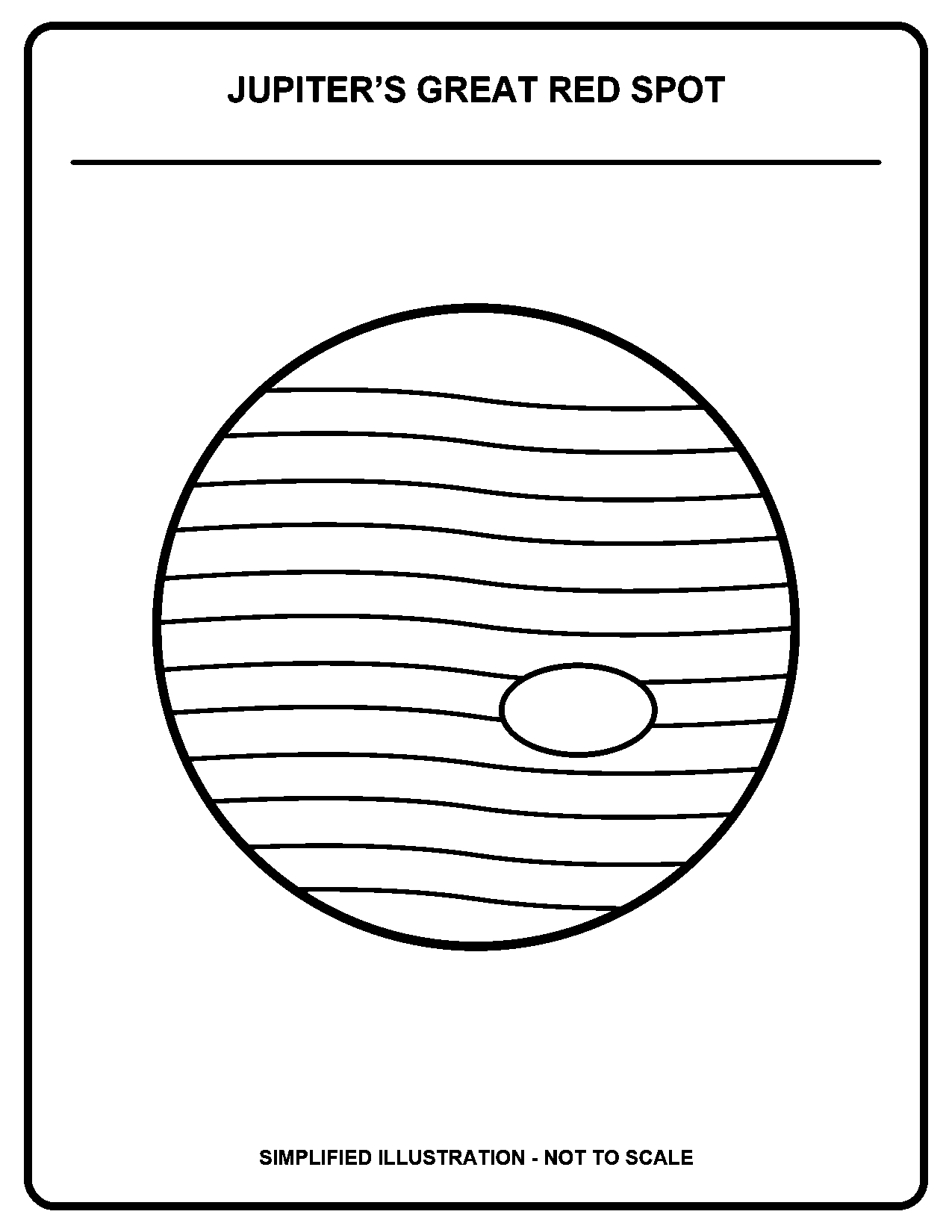 Jupiter’s Great Red Spot black-and-white coloring page
