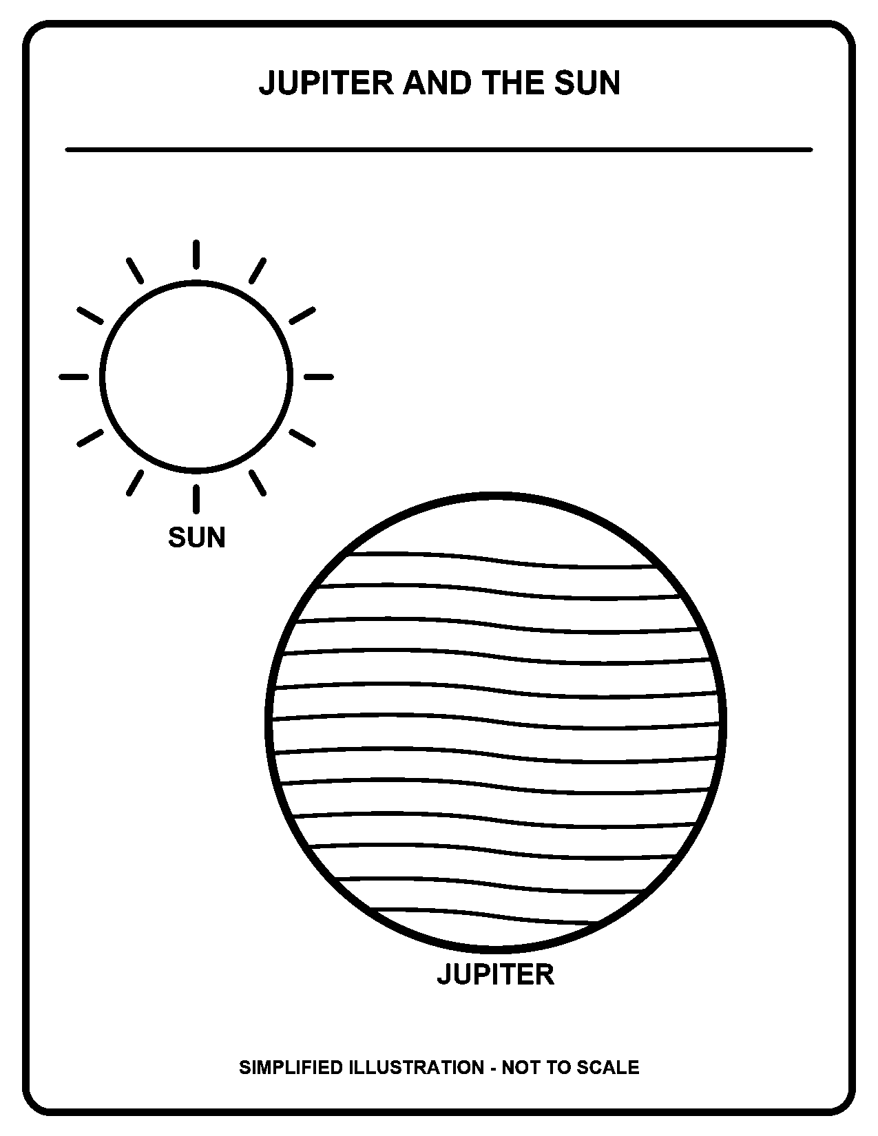 Jupiter and the Sun black-and-white coloring page