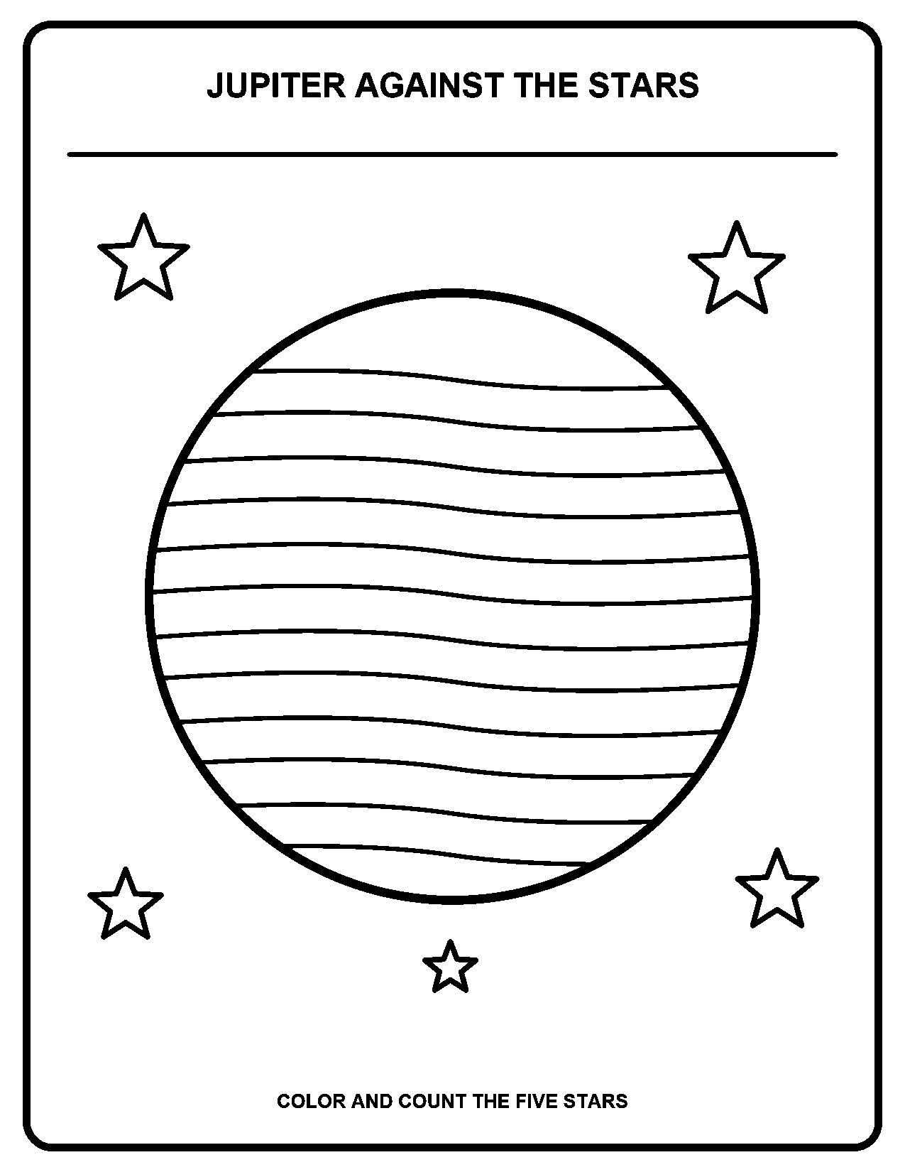 Jupiter Against the Stars black-and-white coloring page