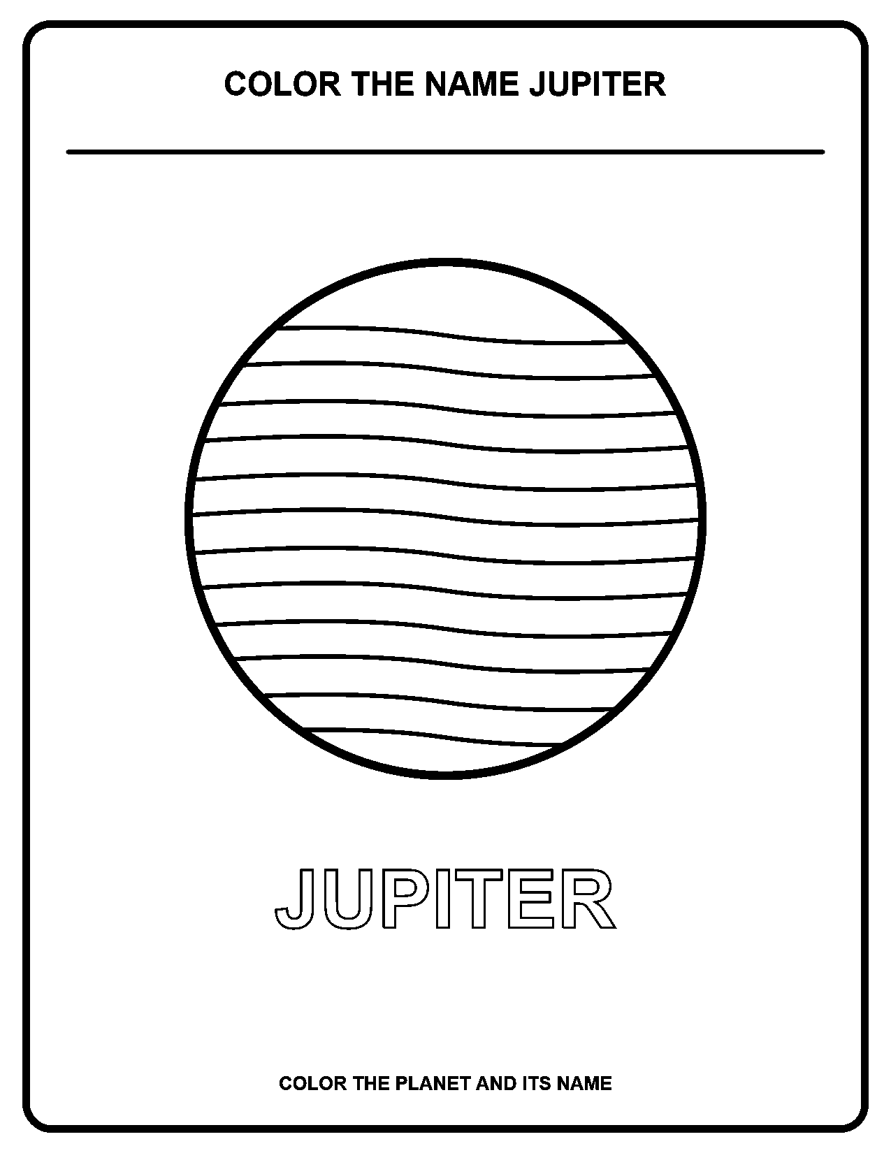 Color the Name Jupiter black-and-white coloring page