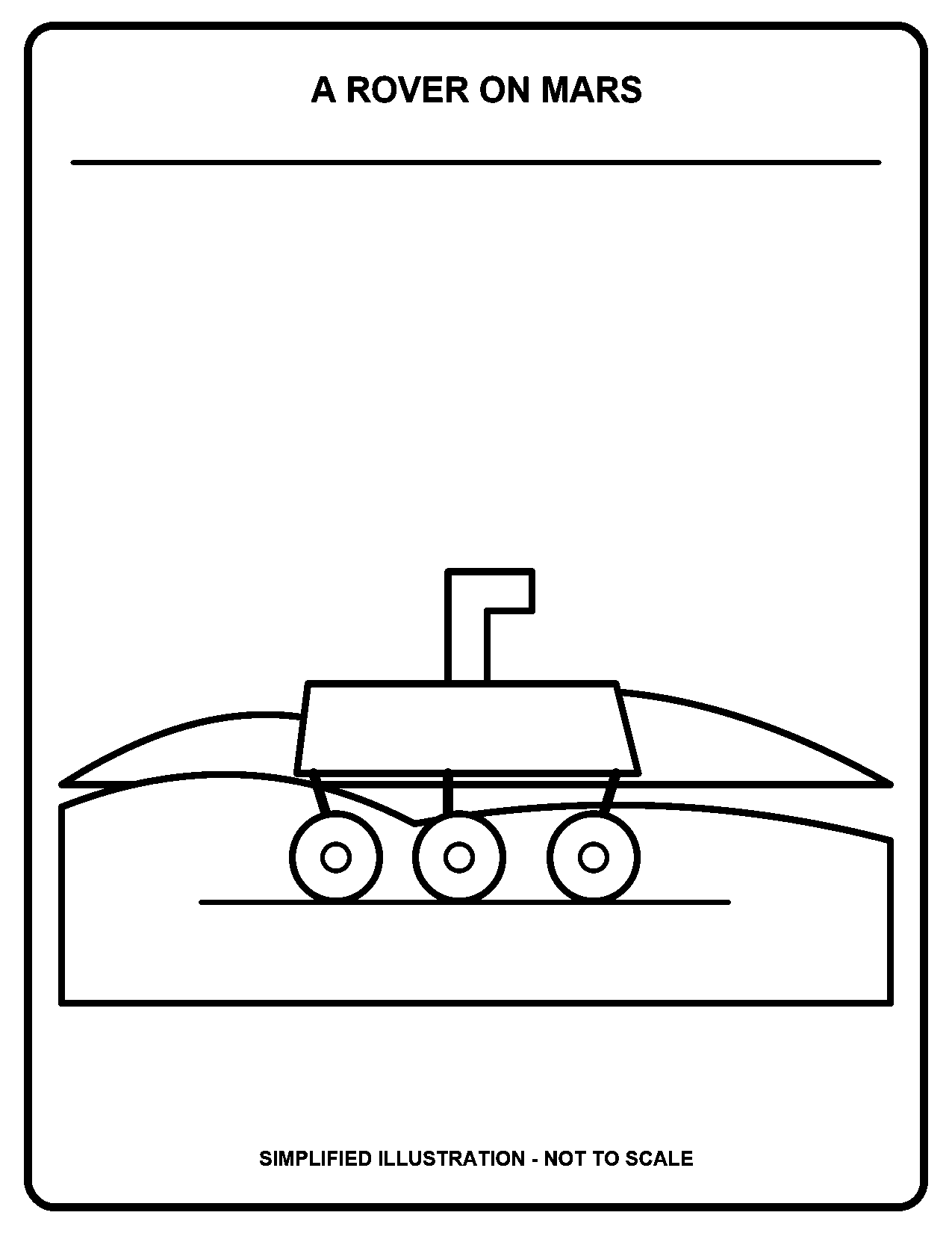 A Rover on Mars black-and-white coloring page