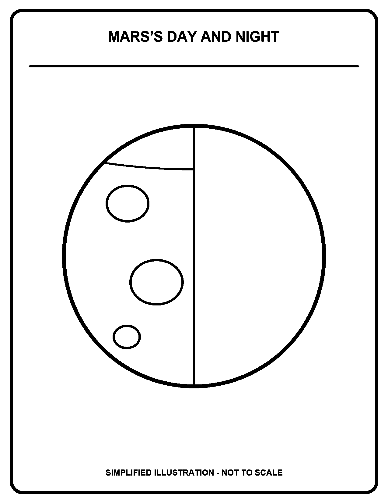 Mars’s Day and Night black-and-white coloring page