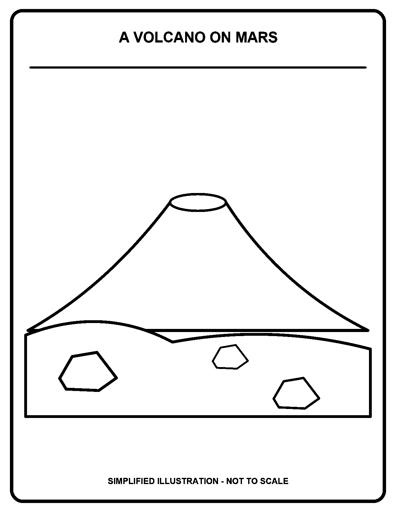 A Volcano on Mars black-and-white coloring page
