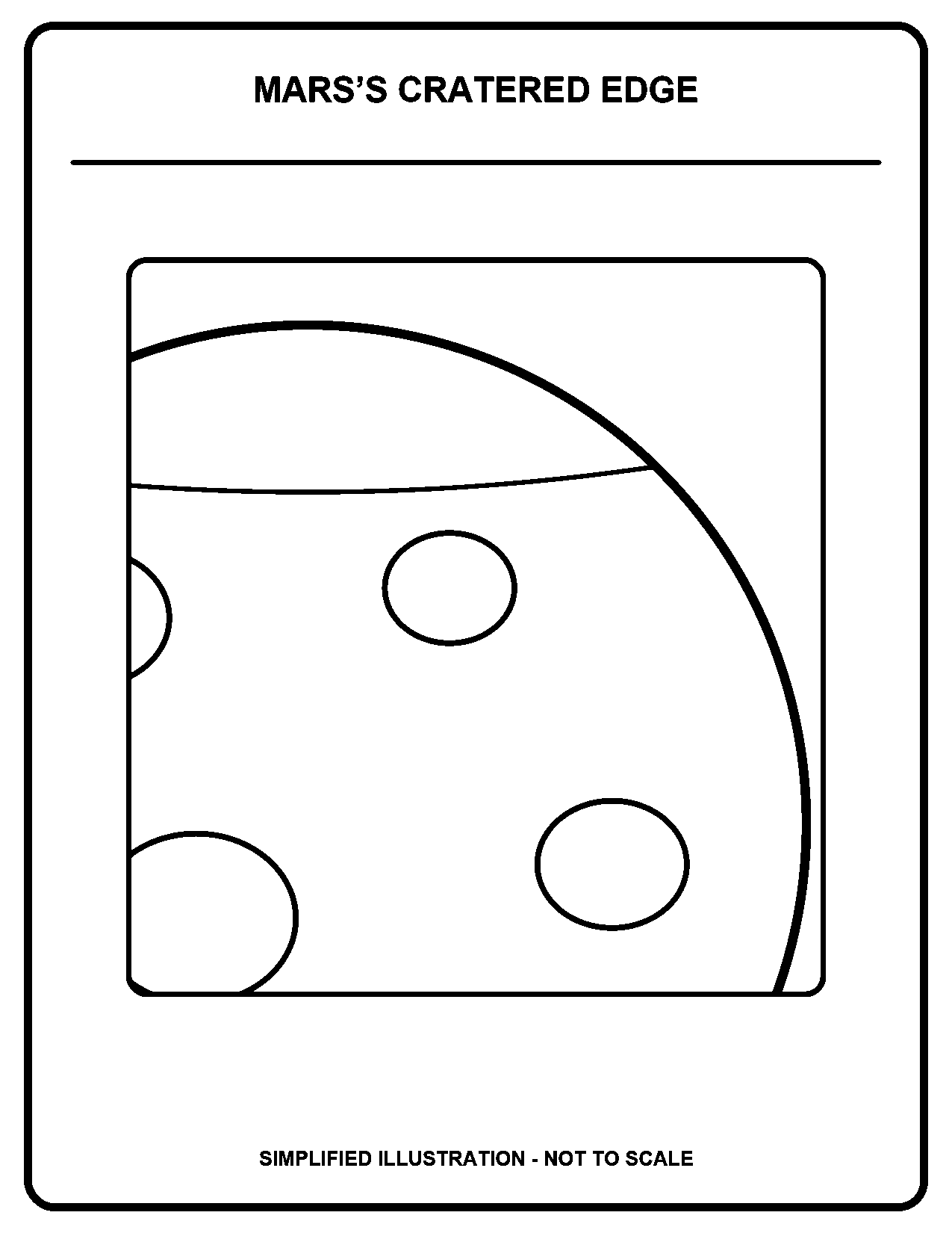 Mars’s Cratered Edge black-and-white coloring page