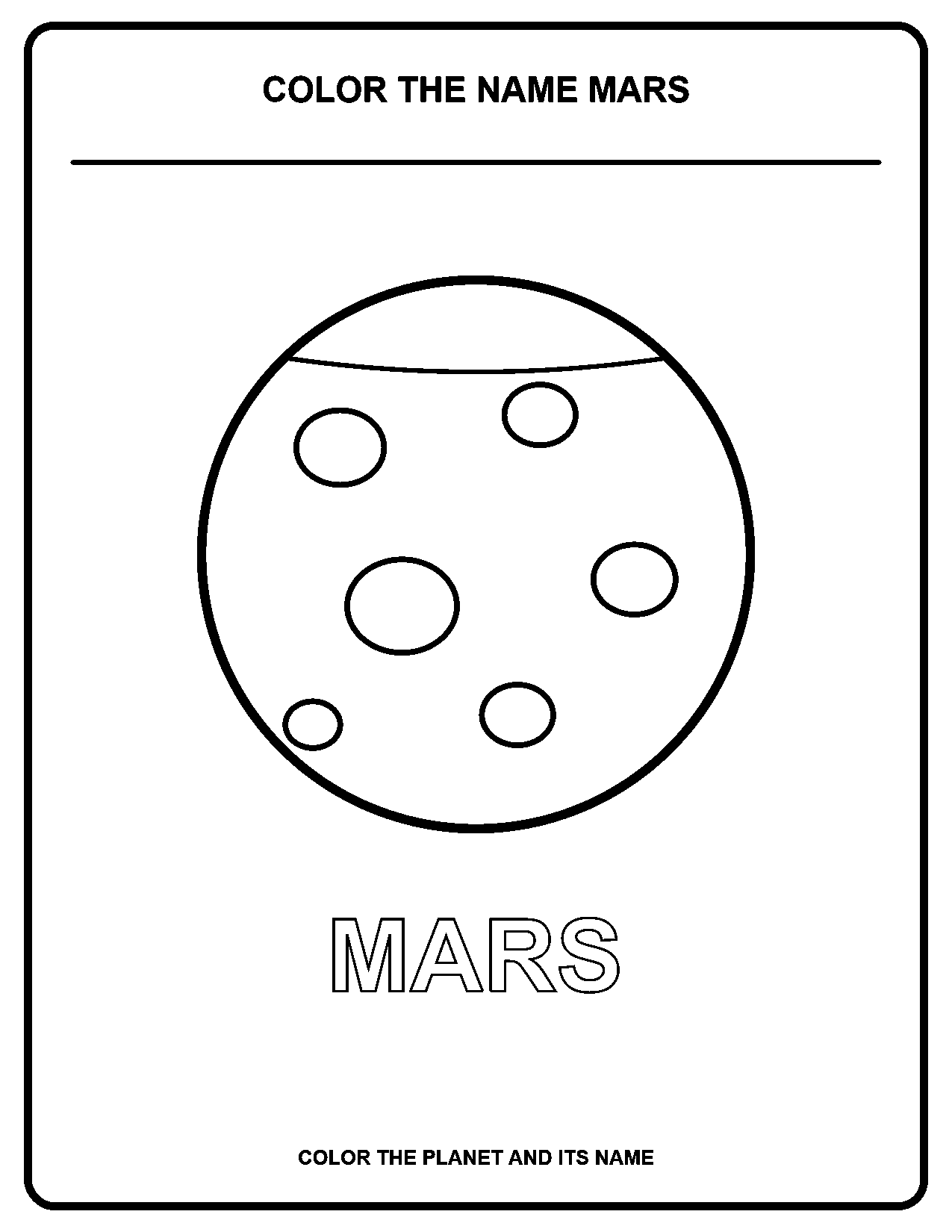 Color the Name Mars black-and-white coloring page