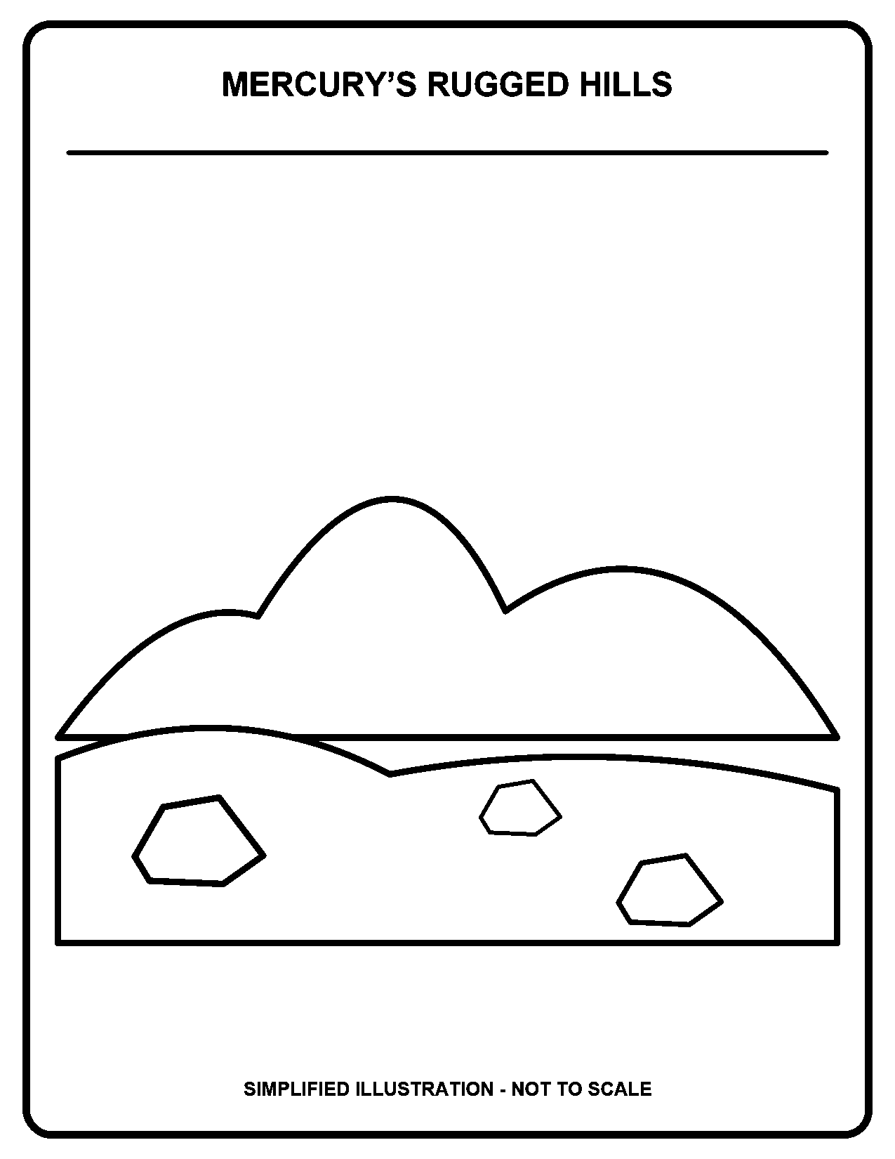 Mercury’s Rugged Hills black-and-white coloring page