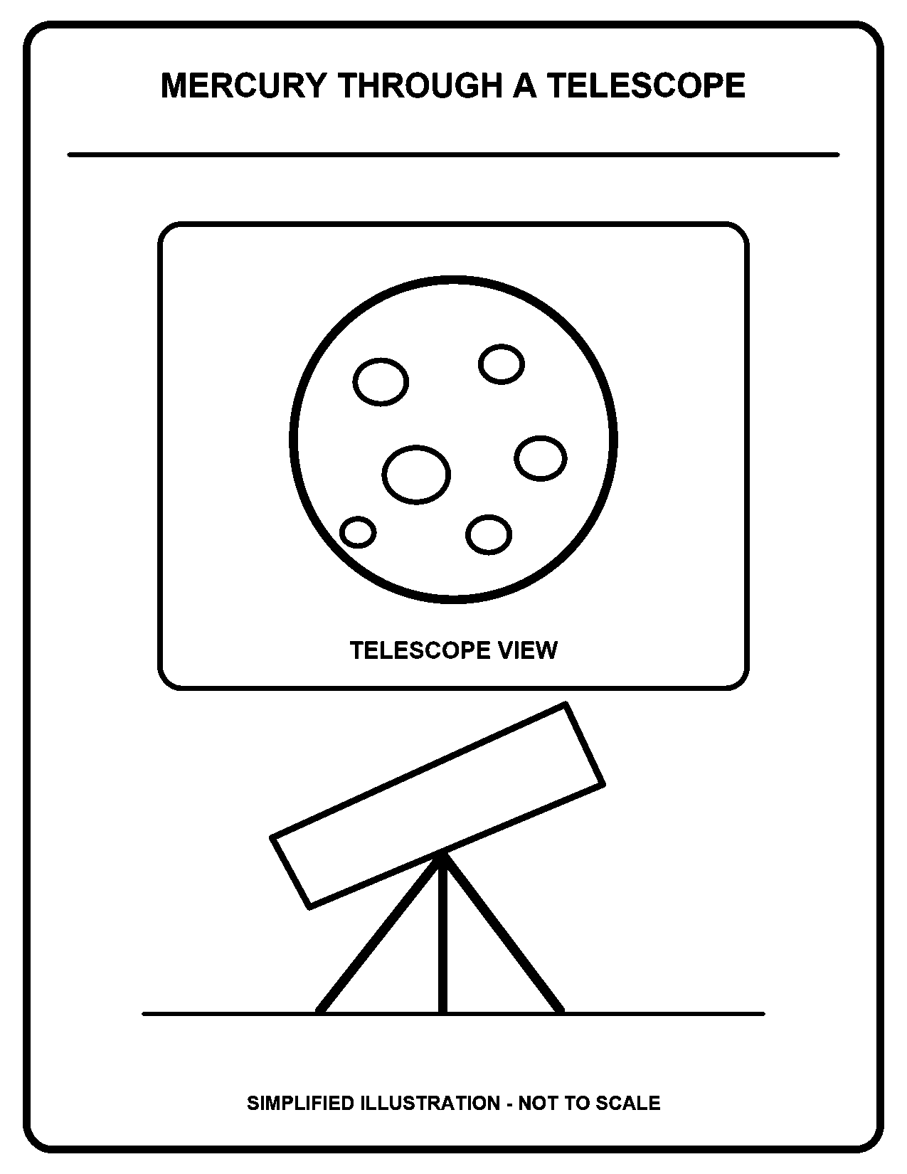 Mercury Through a Telescope black-and-white coloring page