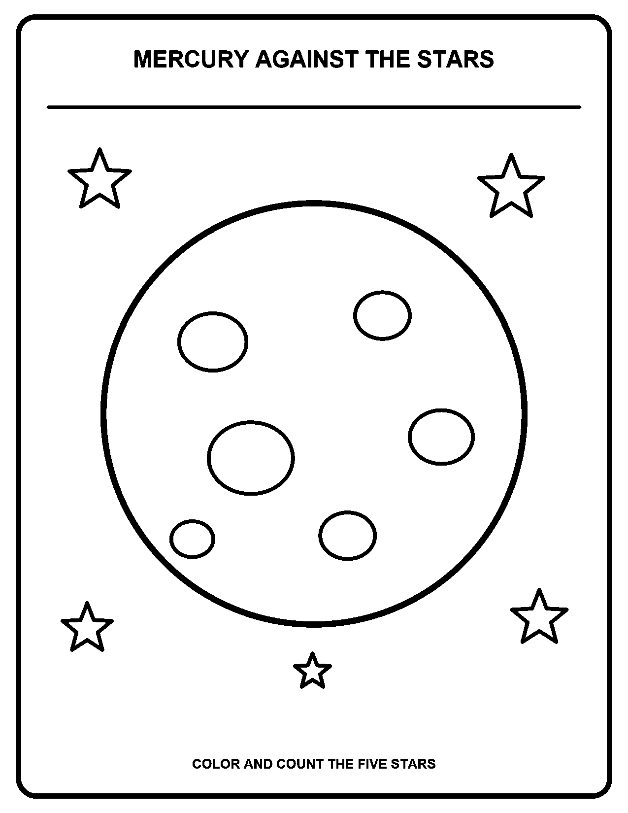 Mercury Against the Stars black-and-white coloring page