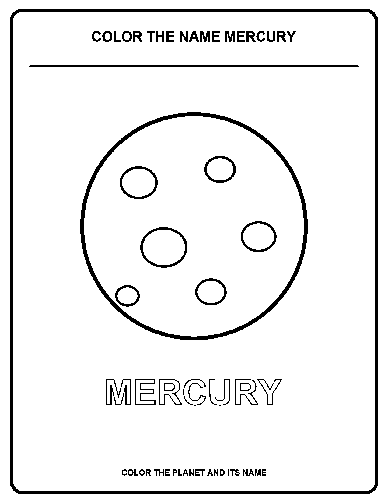 Color the Name Mercury black-and-white coloring page