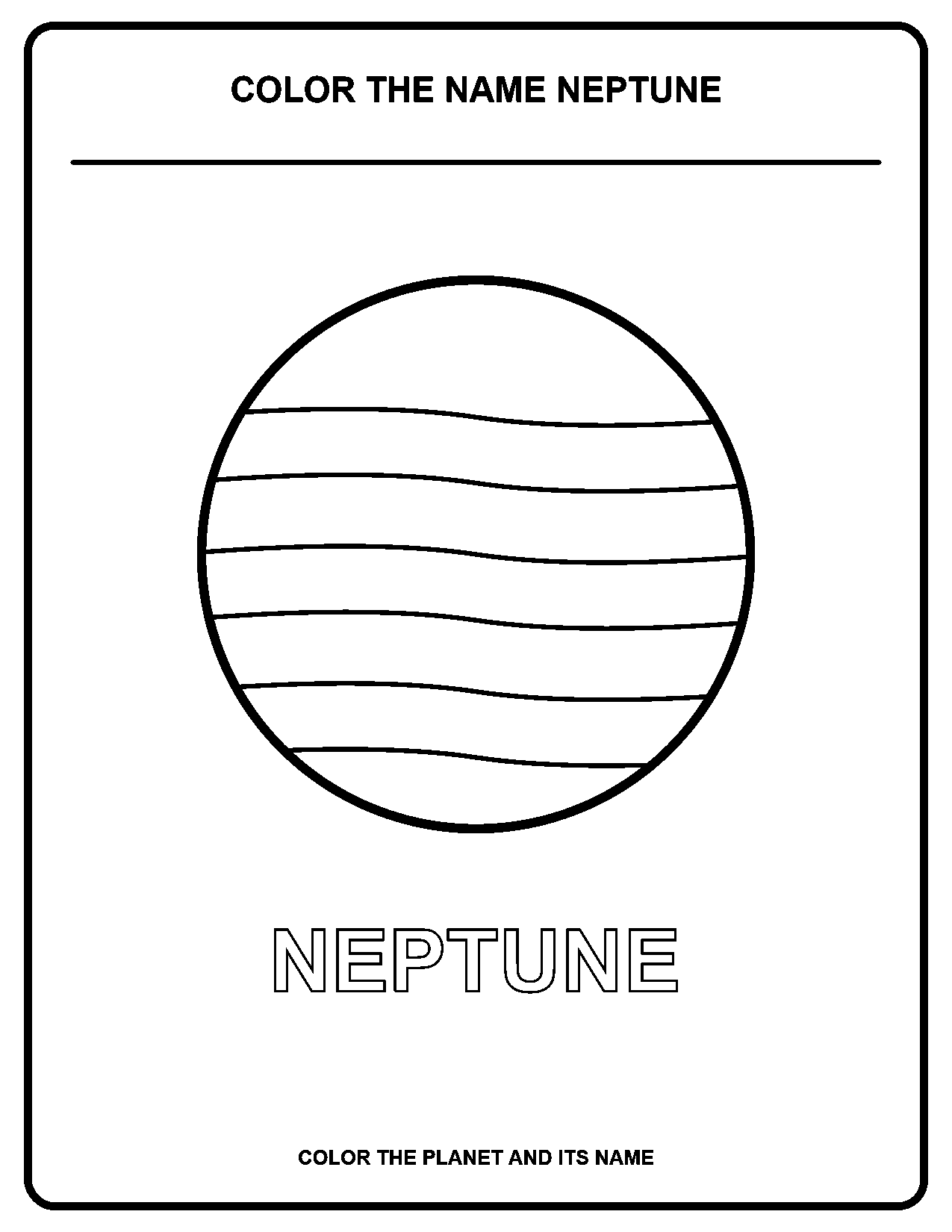 Color the Name Neptune black-and-white coloring page