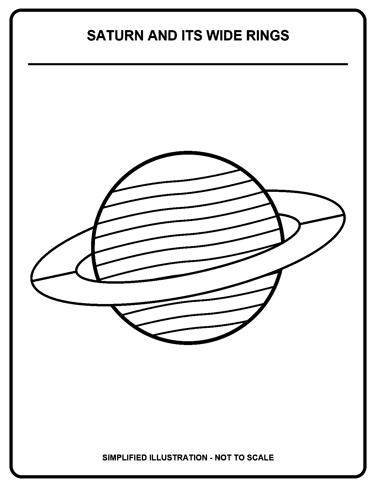 Saturn and Its Wide Rings black-and-white coloring page