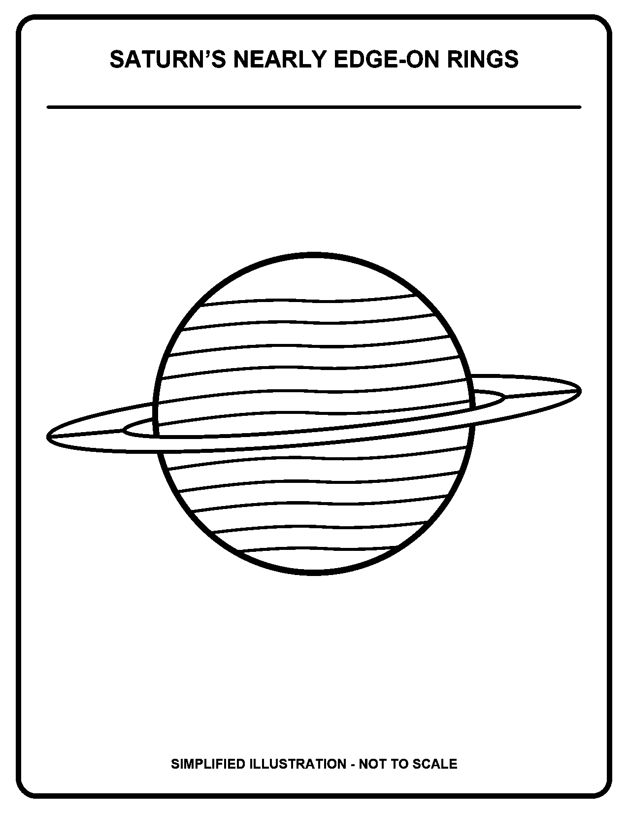 Saturn’s Nearly Edge-On Rings black-and-white coloring page