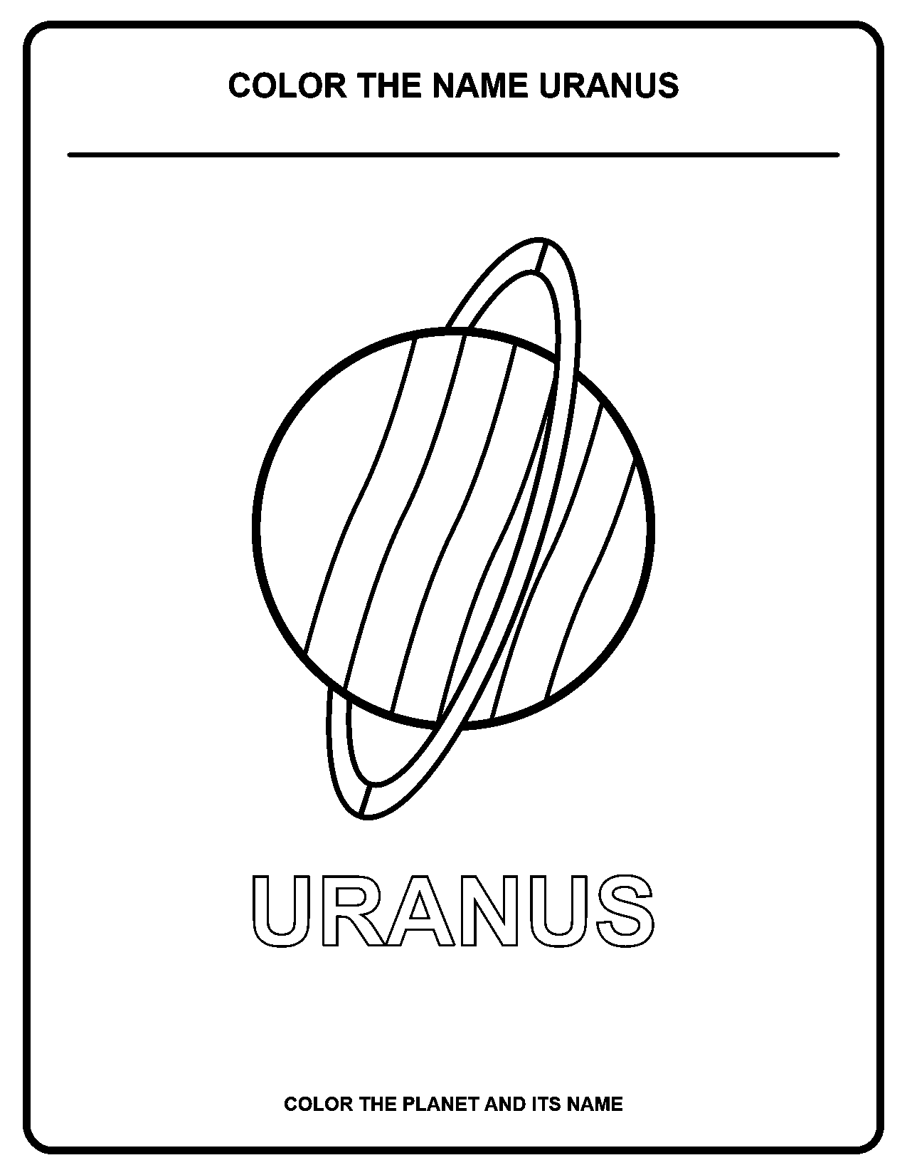 Color the Name Uranus black-and-white coloring page