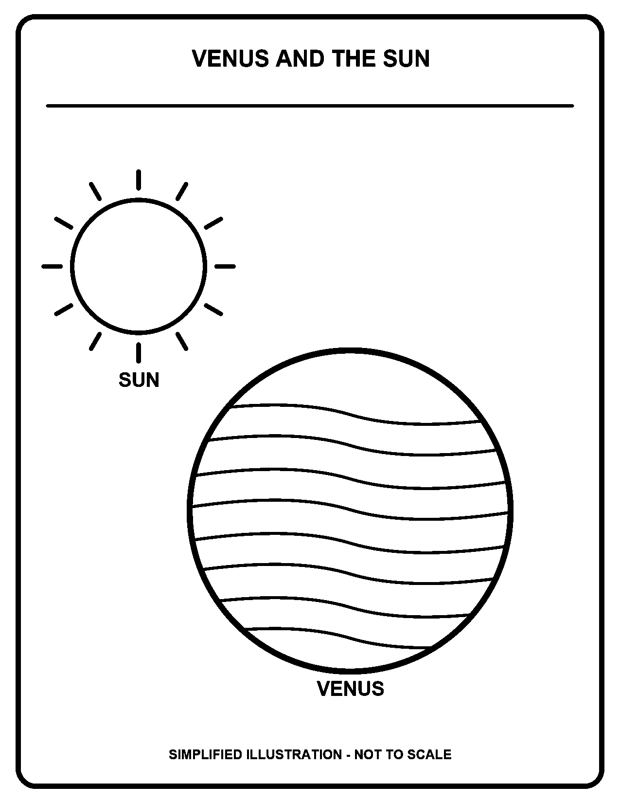 Venus and the Sun black-and-white coloring page