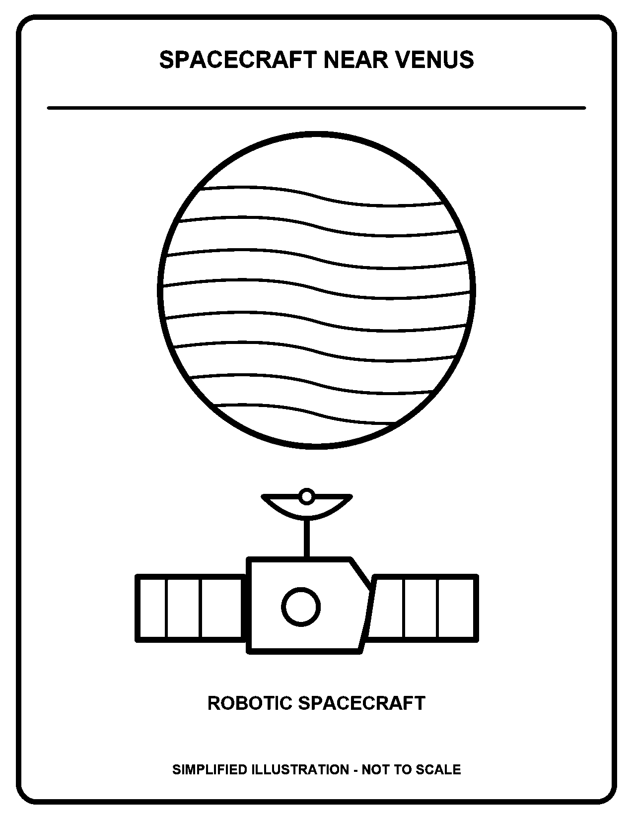 Spacecraft Near Venus black-and-white coloring page
