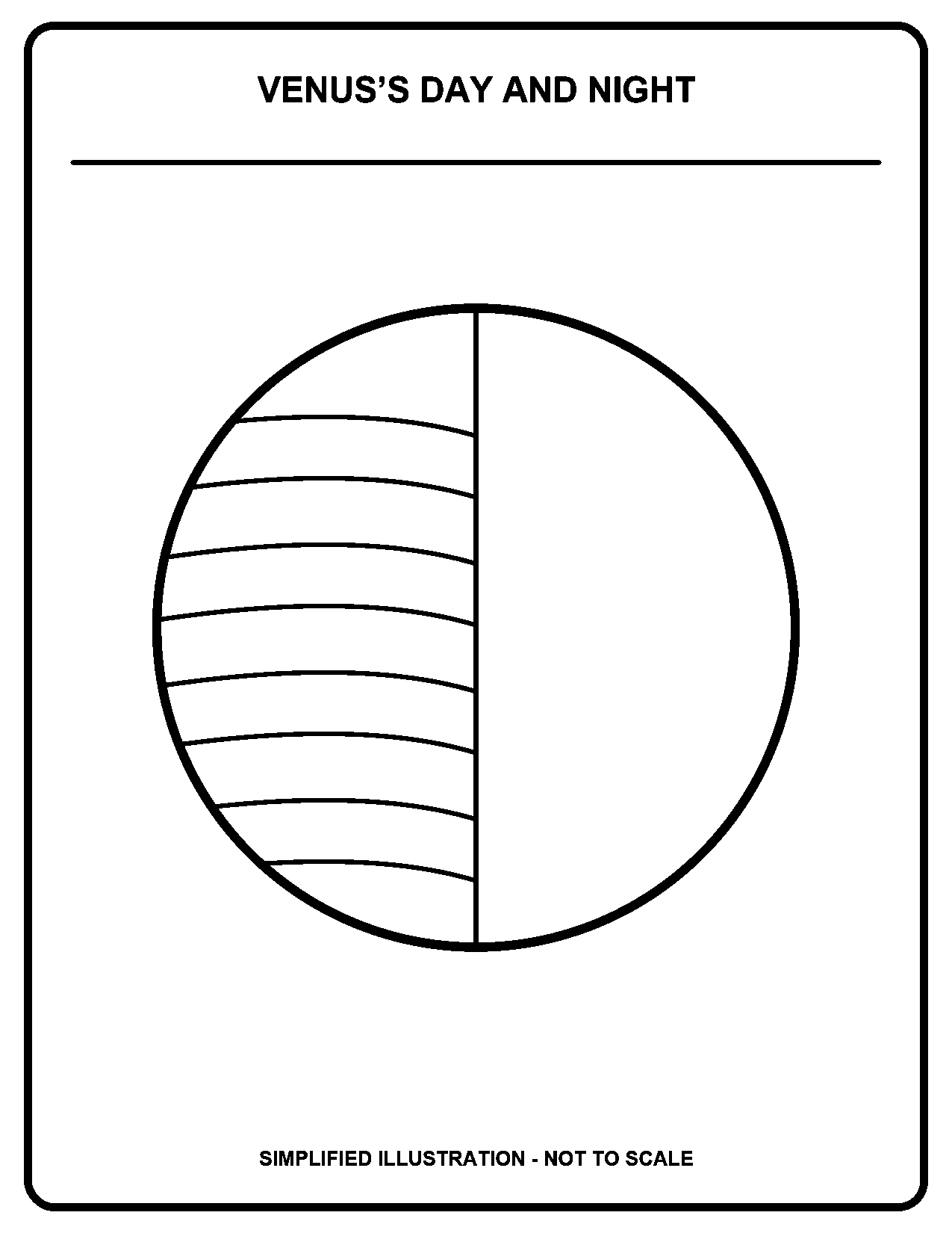 Venus’s Day and Night black-and-white coloring page