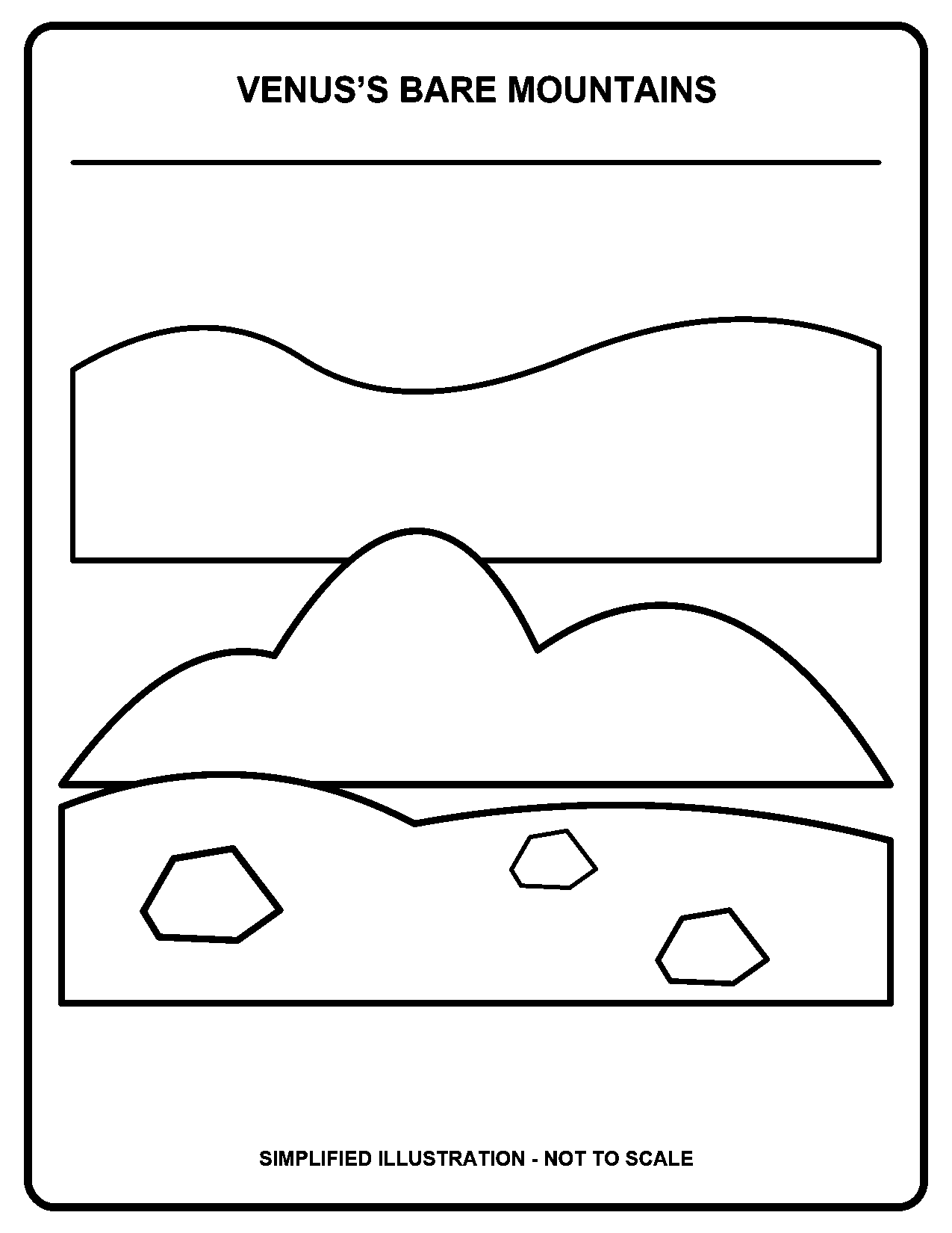 Venus’s Bare Mountains black-and-white coloring page