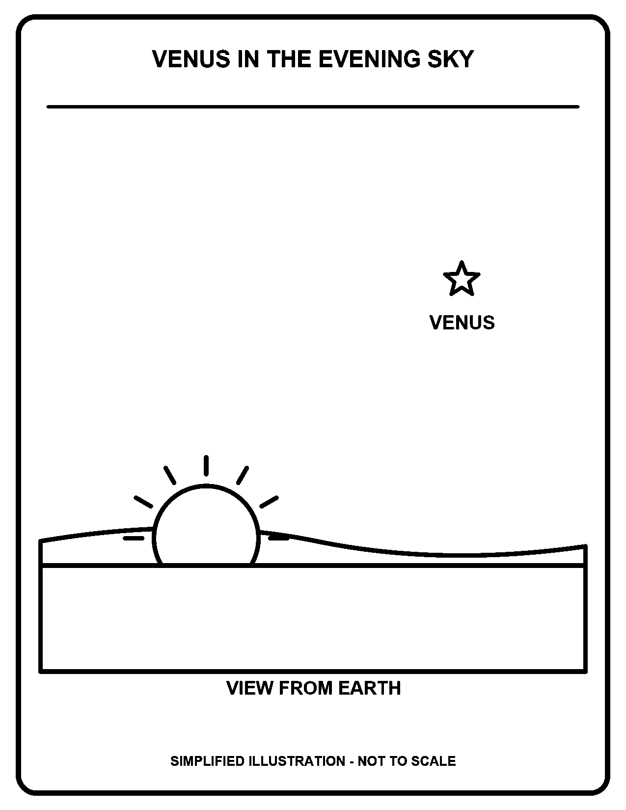 Venus in the Evening Sky black-and-white coloring page