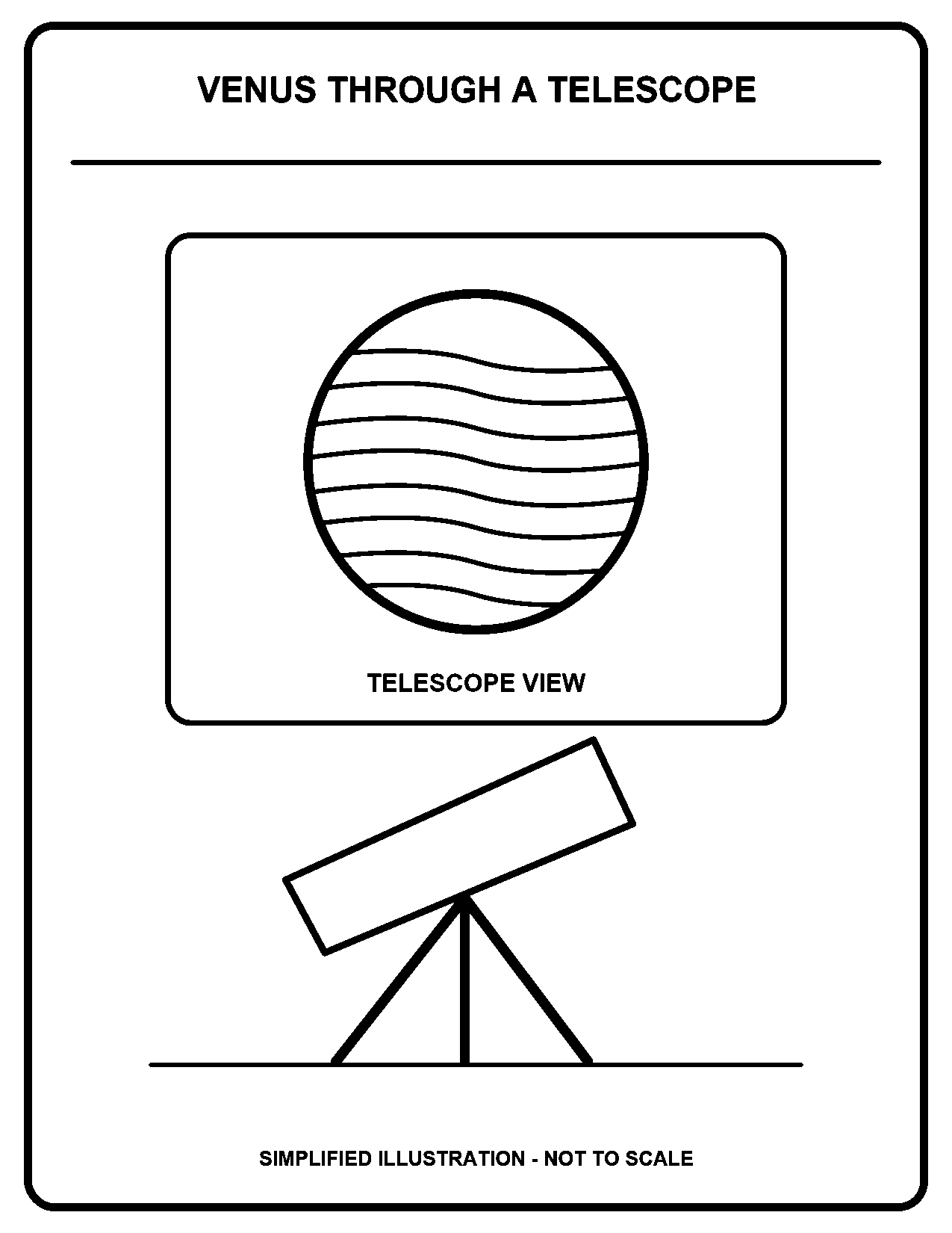 Venus Through a Telescope black-and-white coloring page