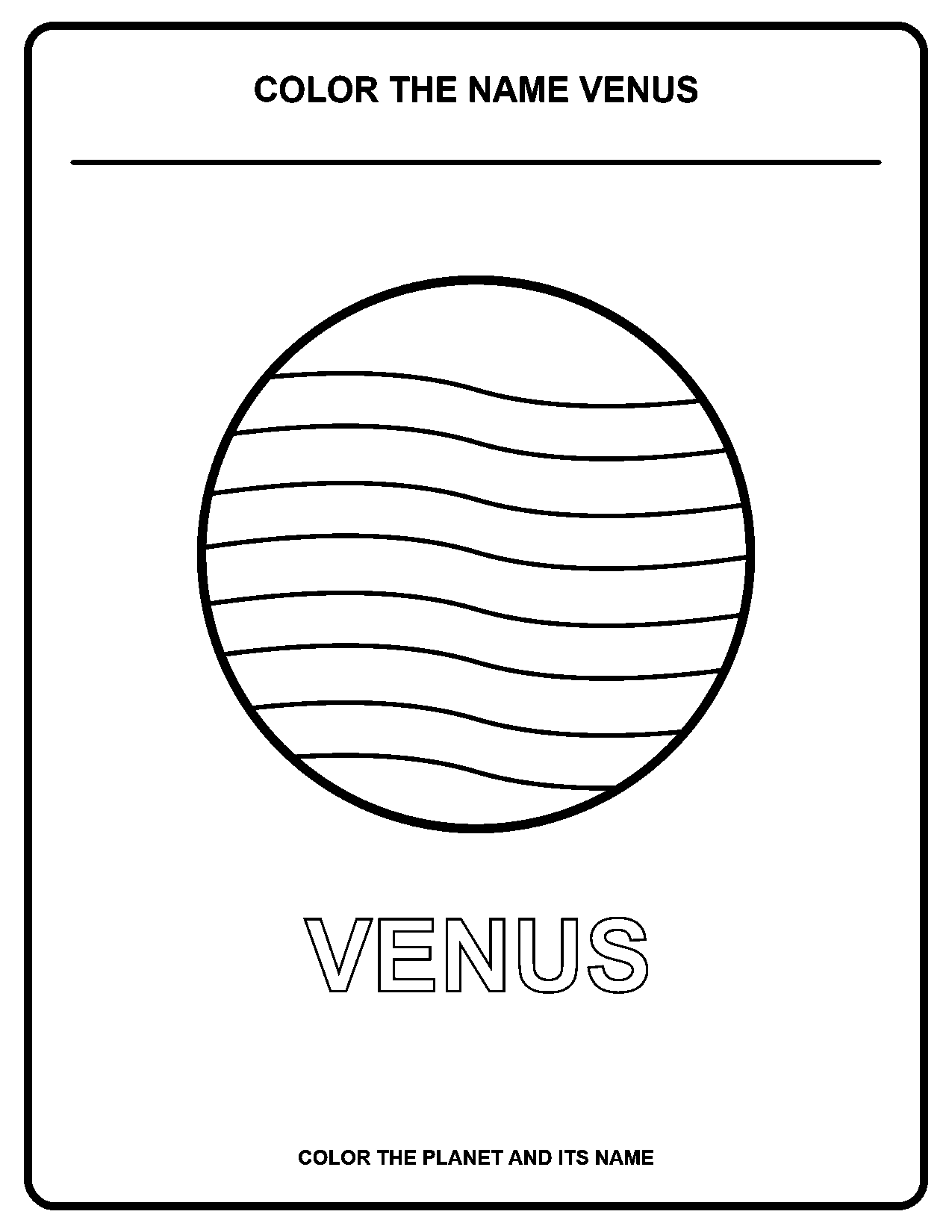 Color the Name Venus black-and-white coloring page