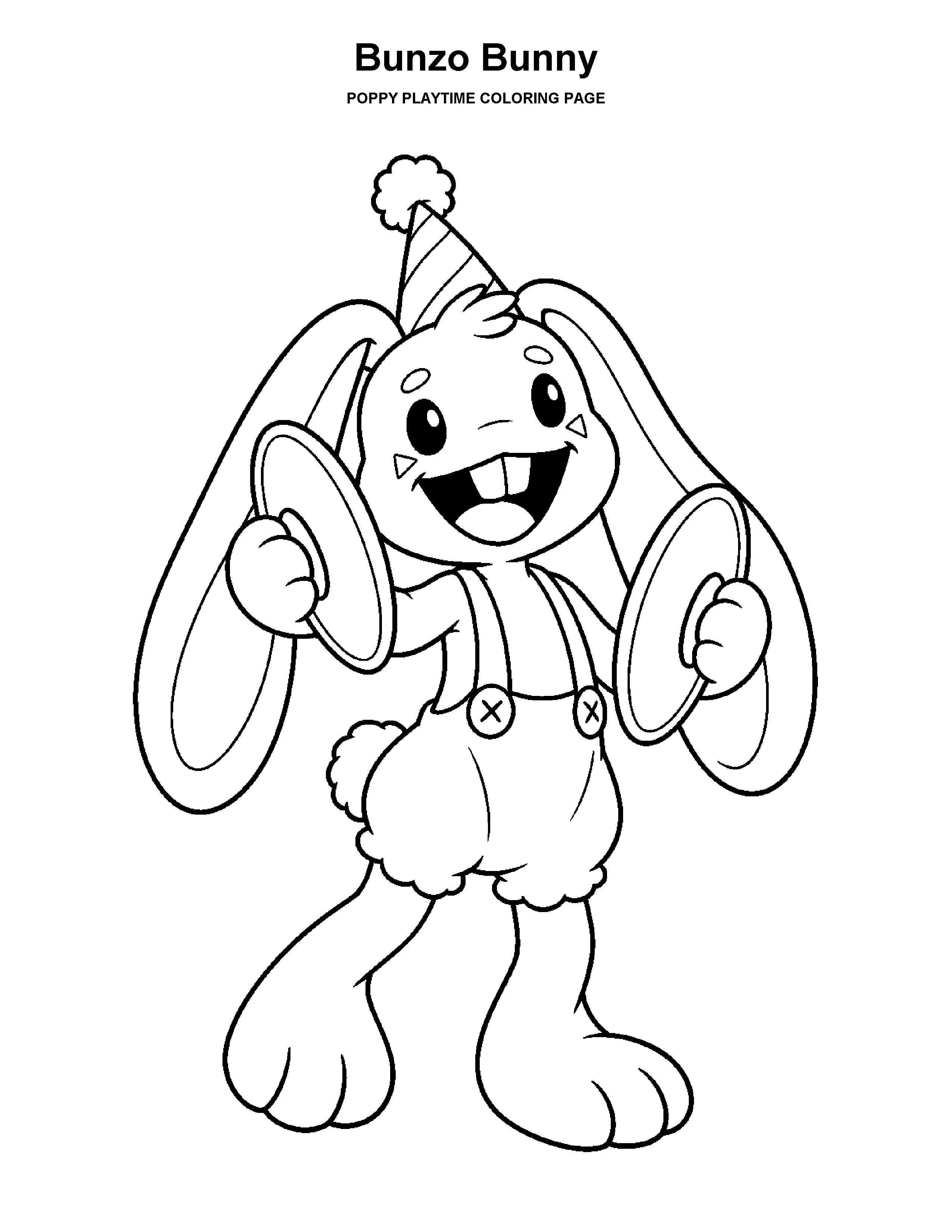 Bunzo Bunny coloring page: A bunny character with long ears and a pair of cymbals.