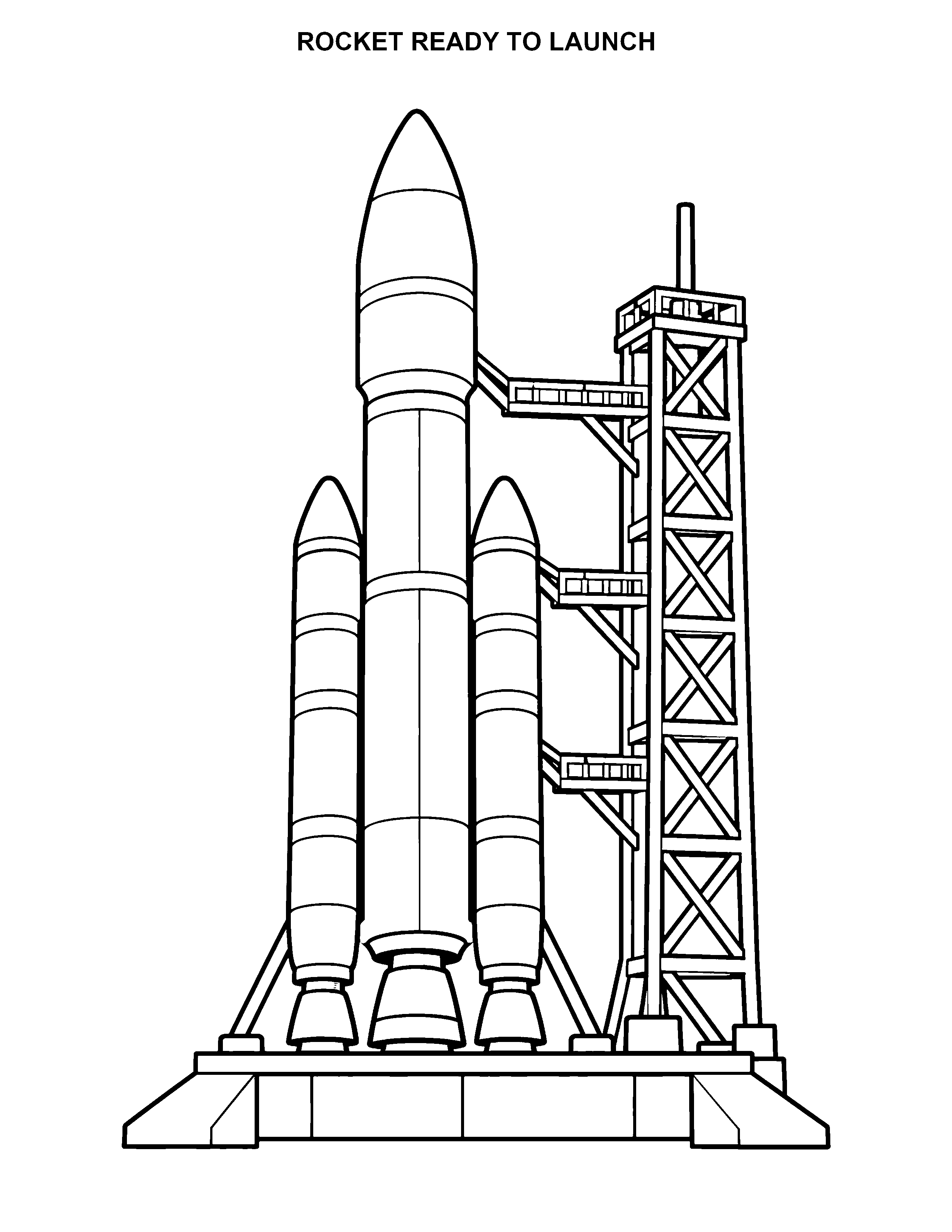 Rocket Ready to Launch black-and-white printable coloring page