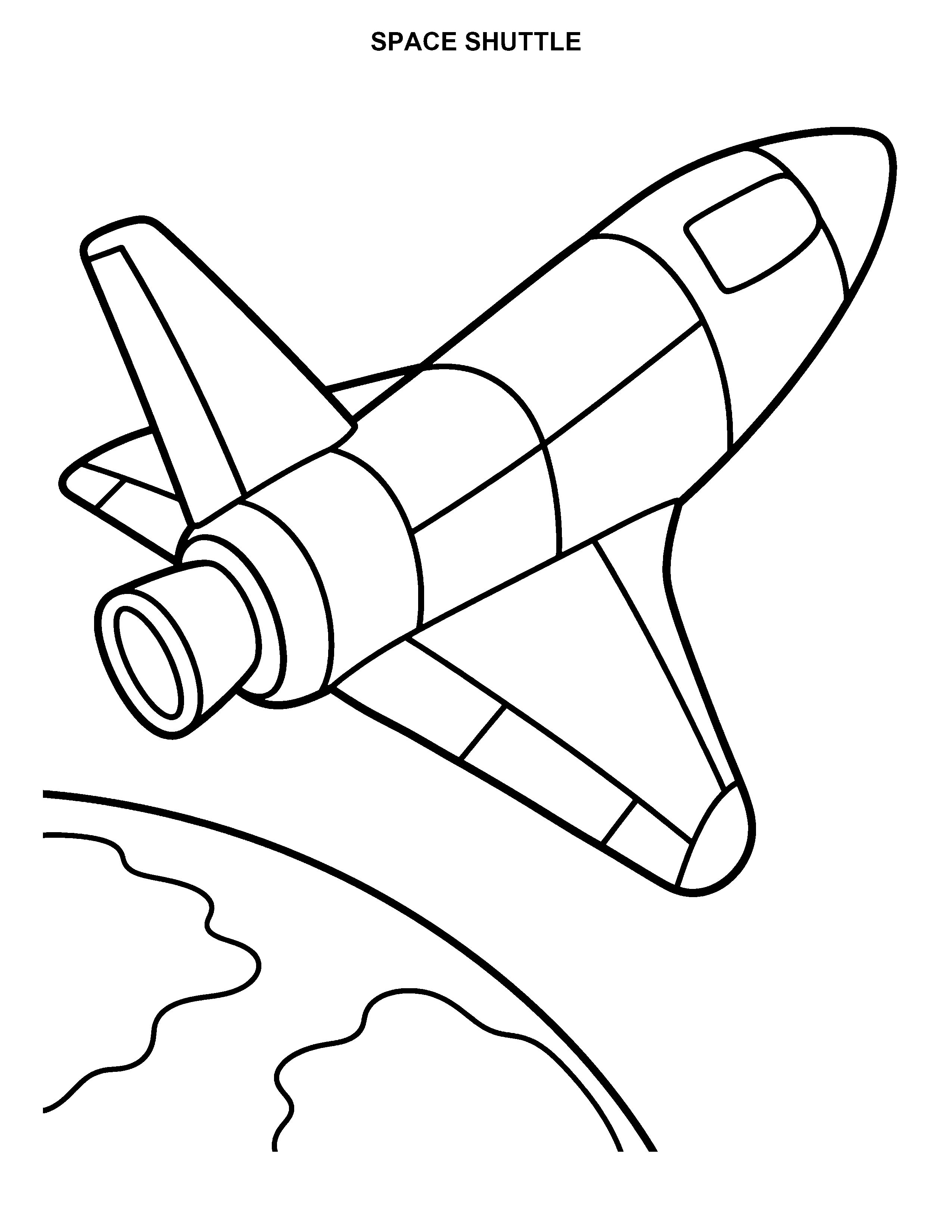 Space Shuttle black-and-white printable coloring page