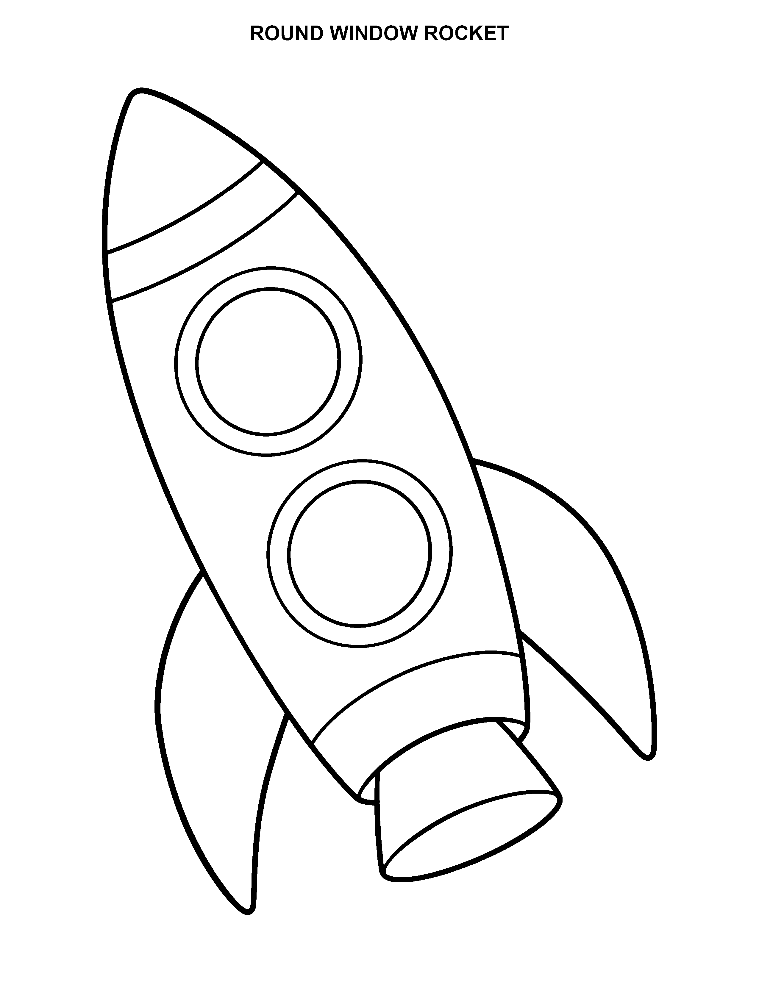 Round Window Rocket black-and-white printable coloring page