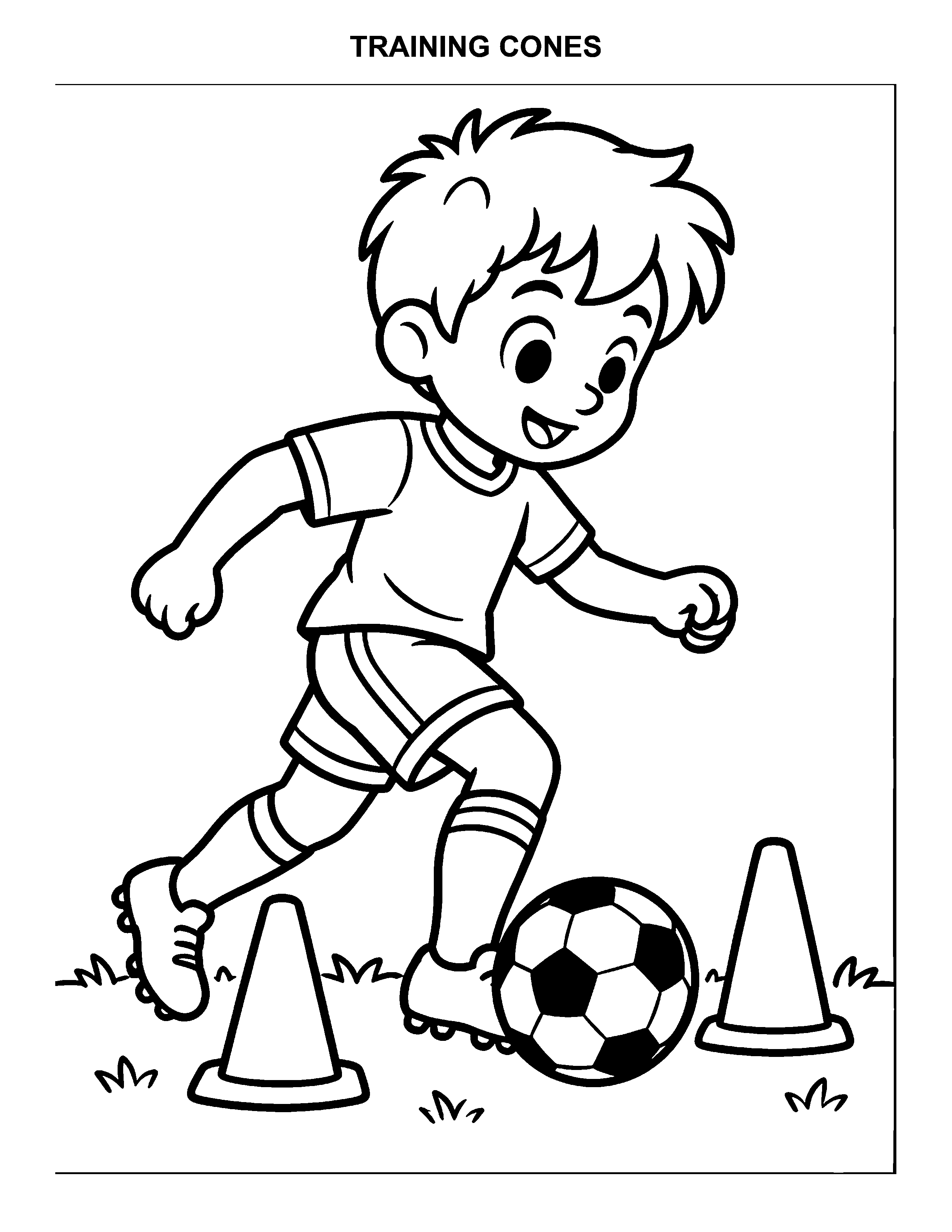 Training Cones black-and-white printable