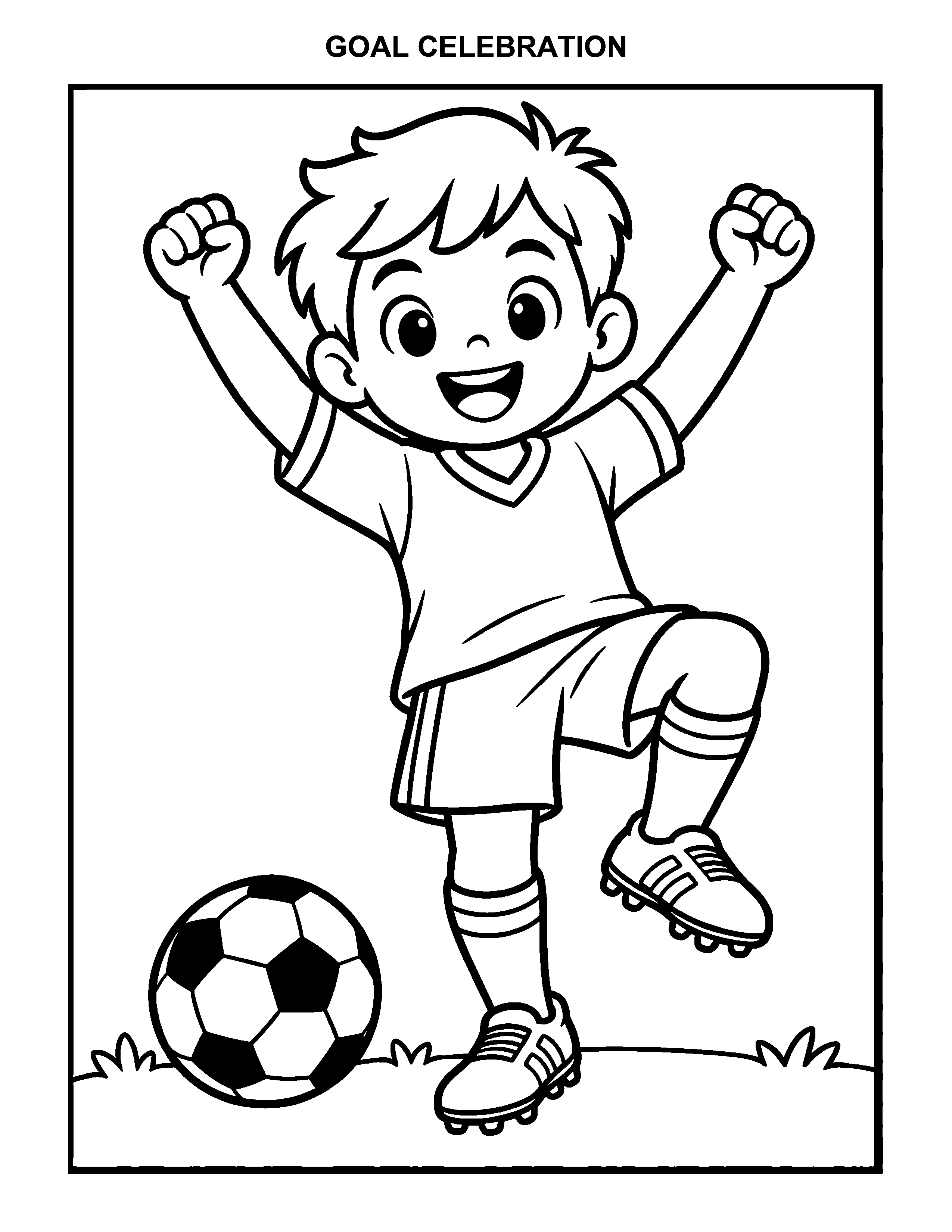 Goal Celebration black-and-white printable