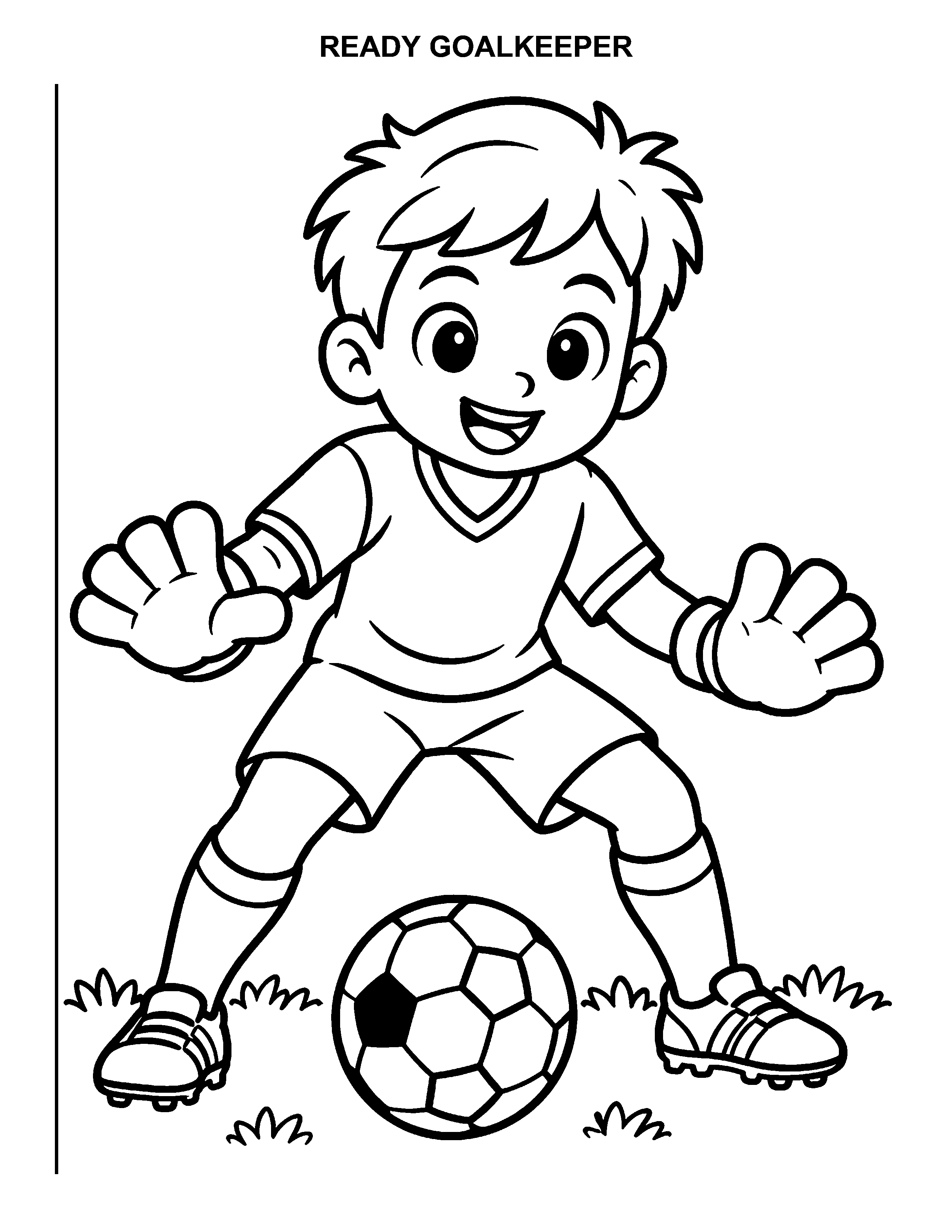 Ready Goalkeeper black-and-white printable