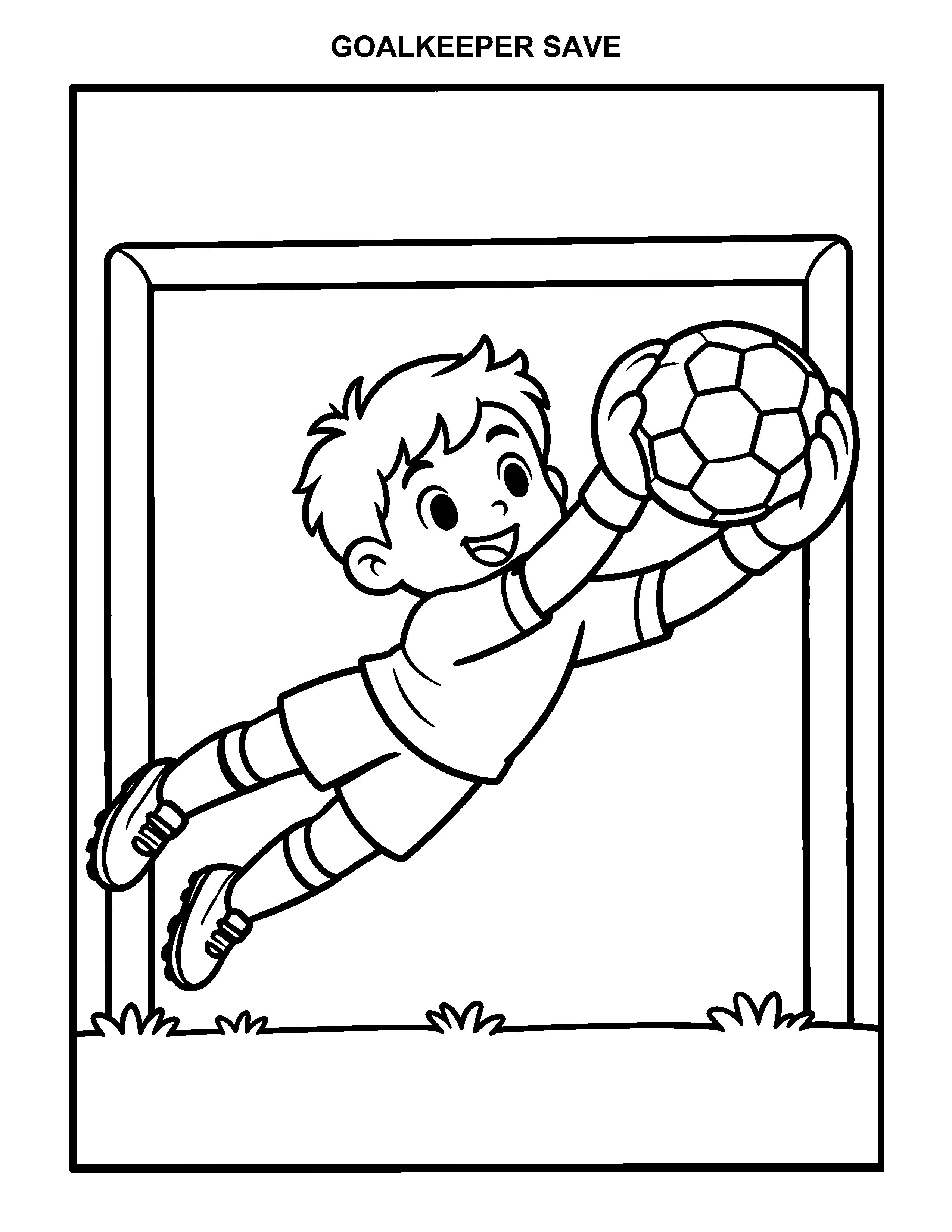 Goalkeeper Save black-and-white printable